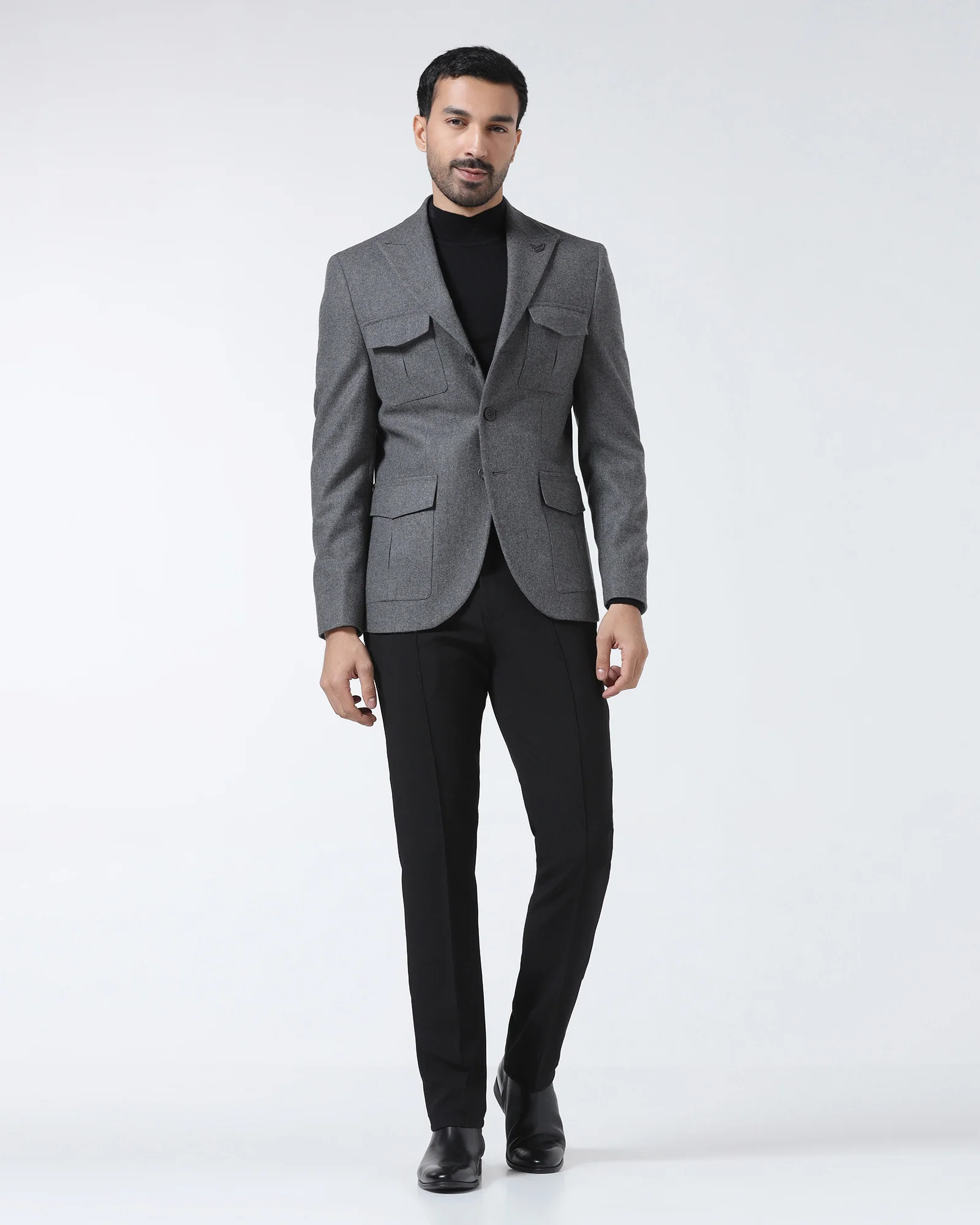 Mid Grey Solid Blazer - Bacardi - Image 6
