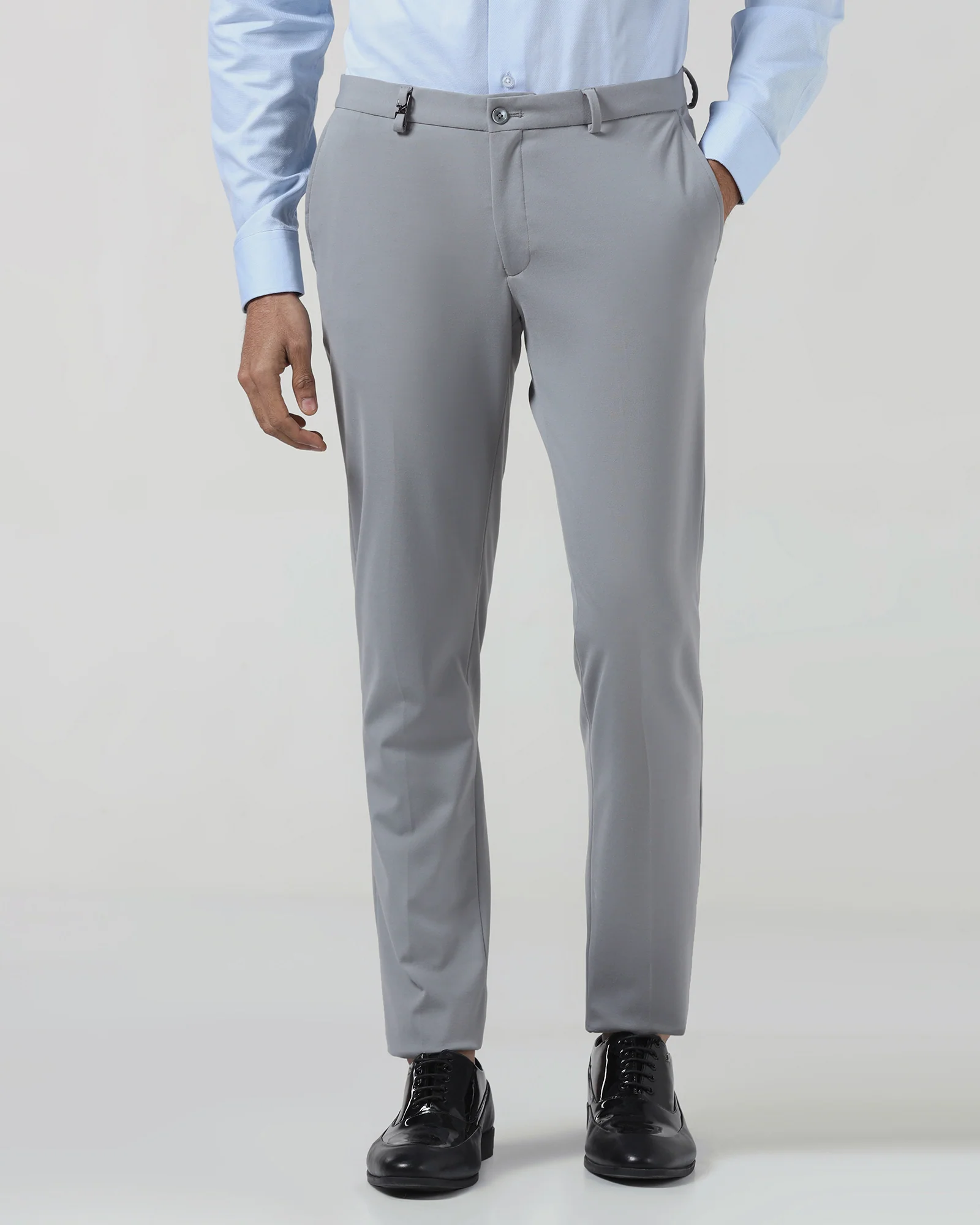 Mid Grey Solid Trouser - Oak - Image 3