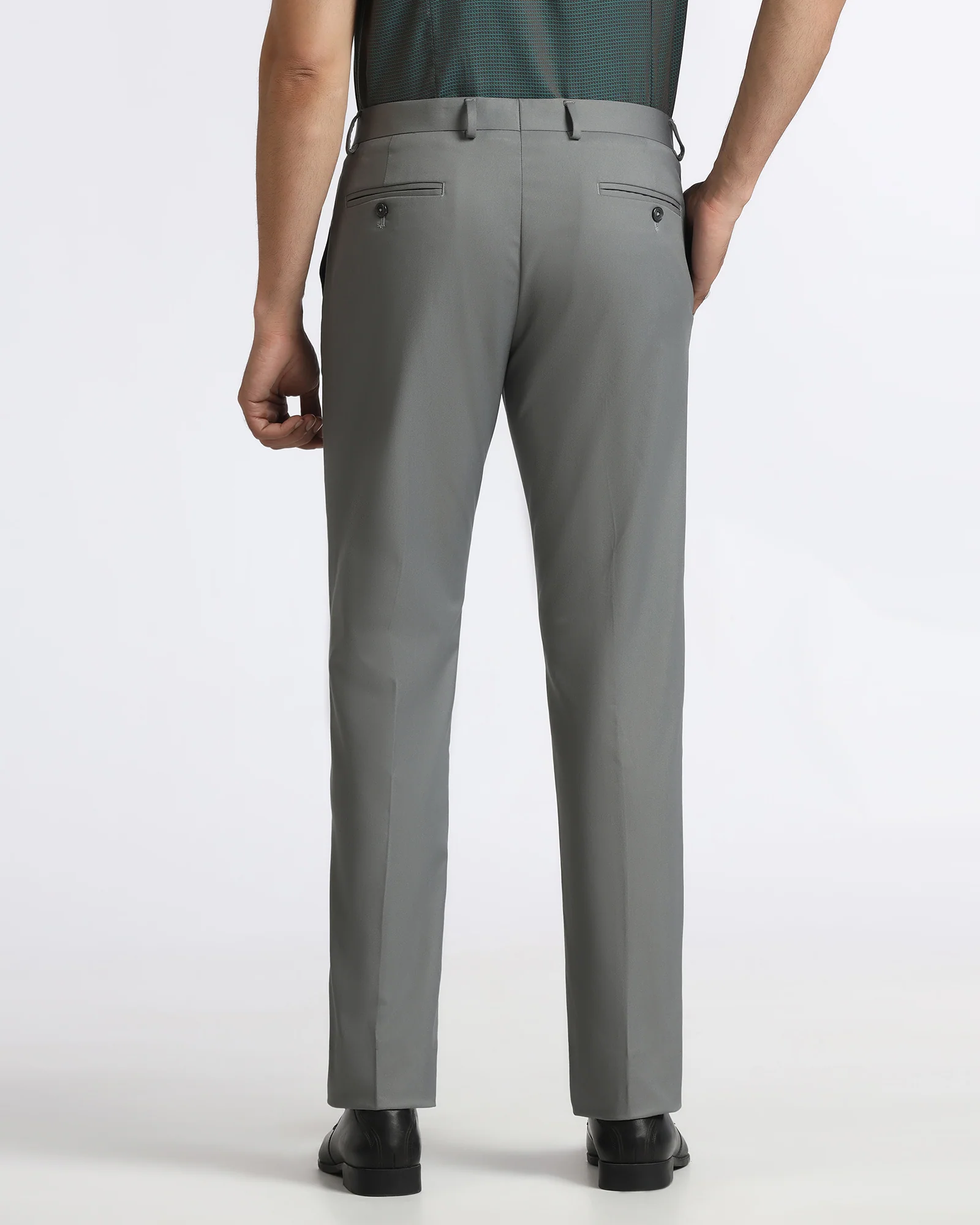 Mid Grey Solid Trouser - Roku - Image 2