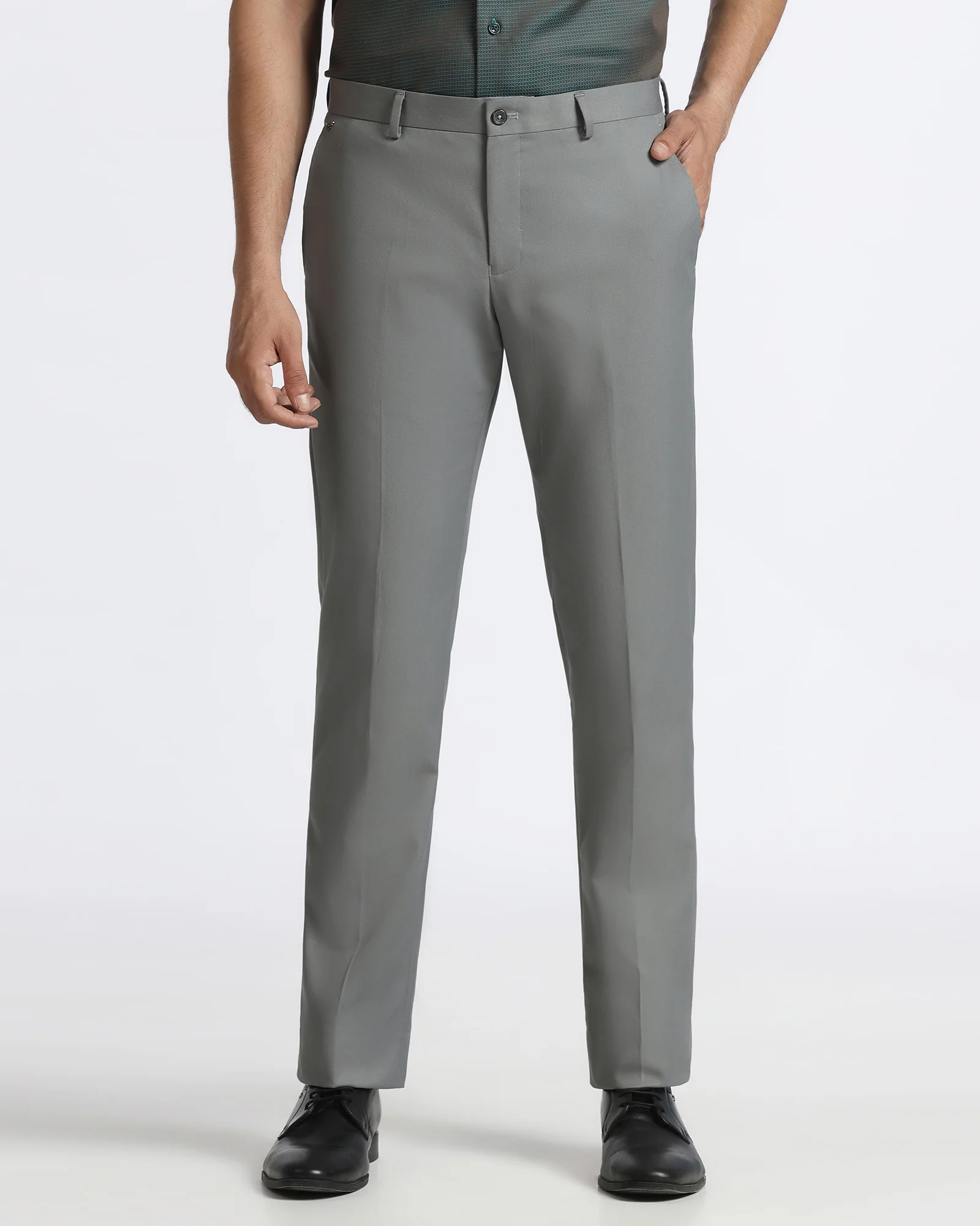 Mid Grey Solid Trouser - Roku - Image 3