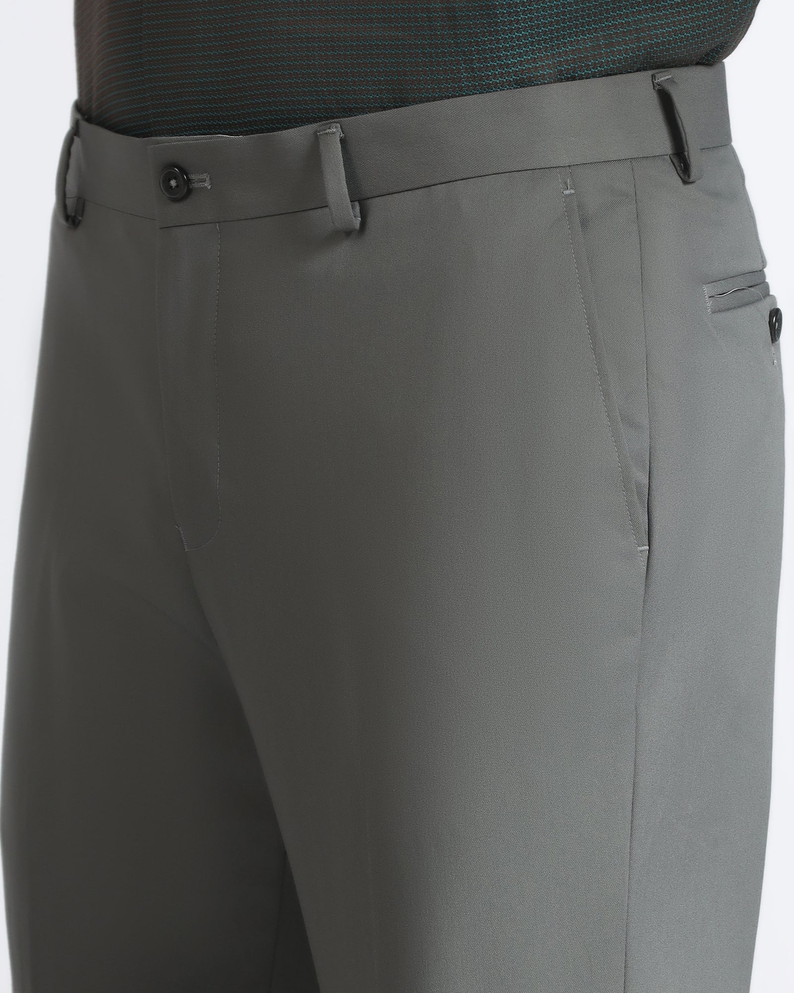 Mid Grey Solid Trouser - Roku - Image 4