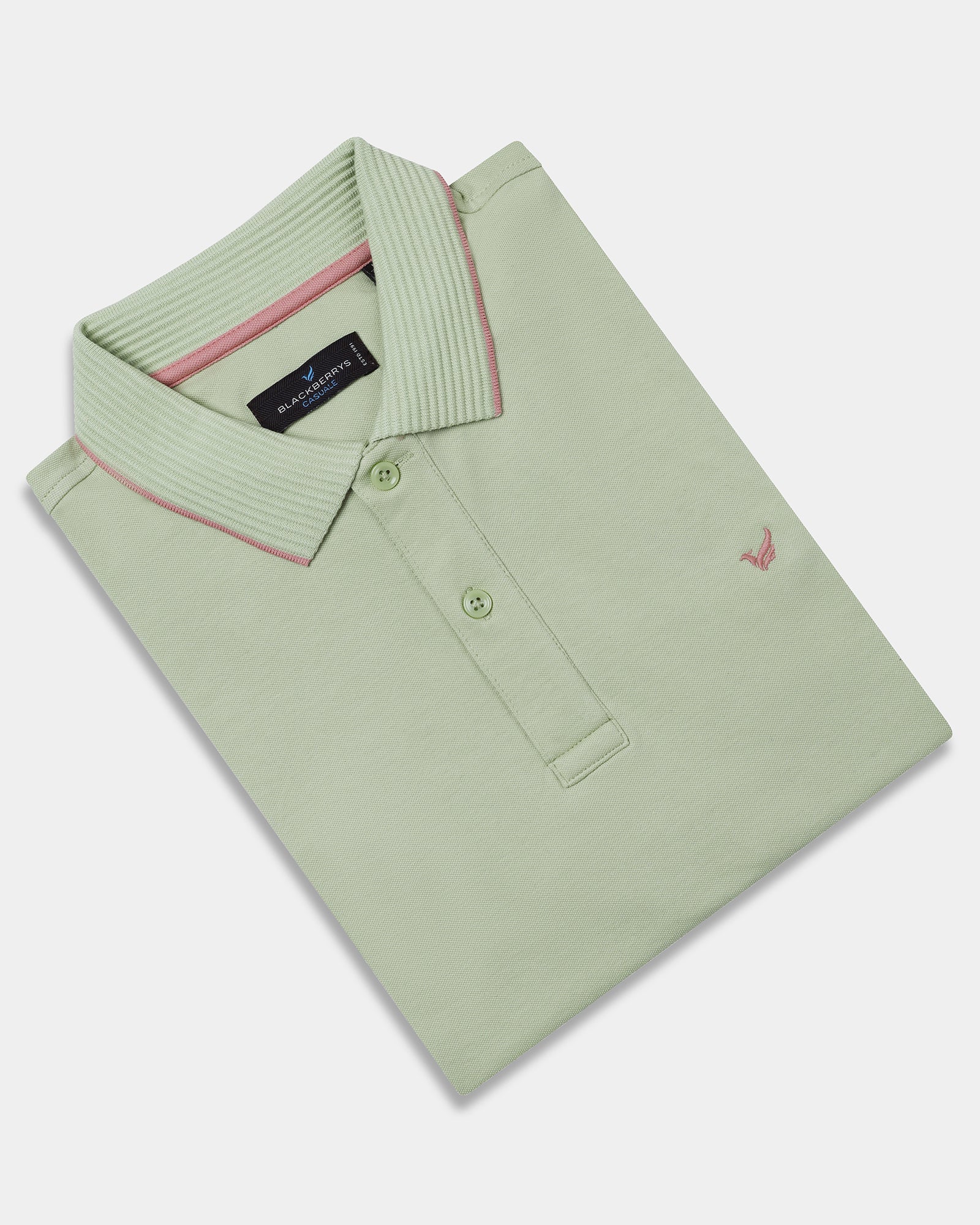 Mint Green Solid Polo - Aesun - Image 5