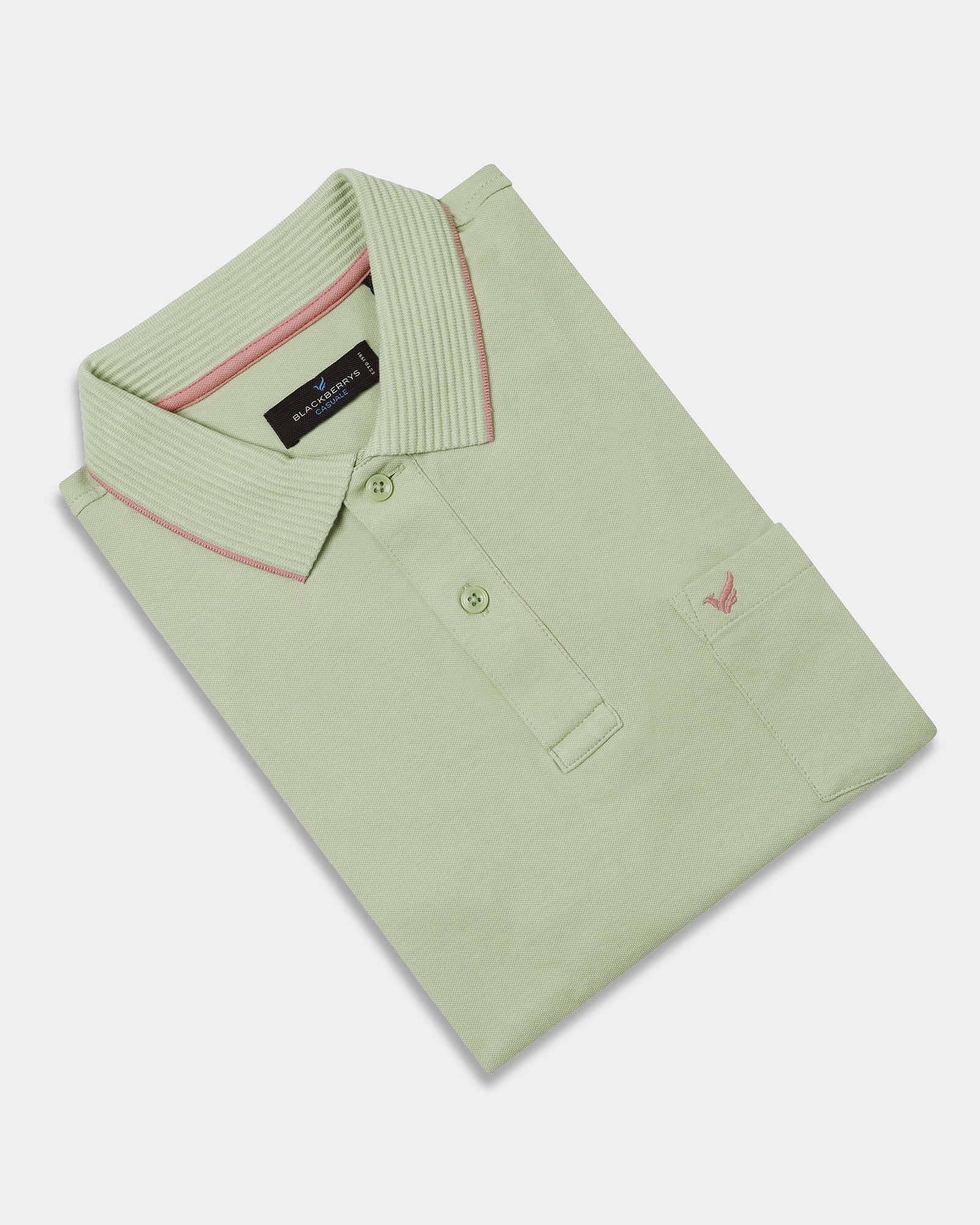Mint Green Solid Polo - Aesun - Image 5