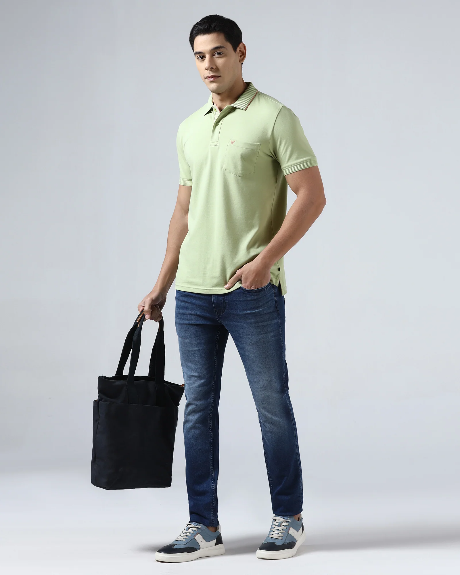 Mint Green Solid Polo - Aesun - Image 8