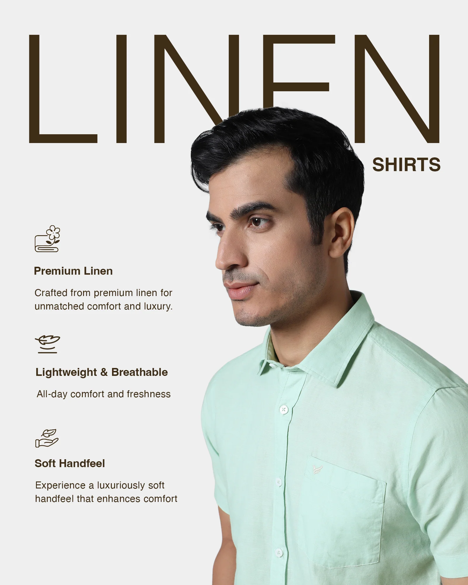 Mint Half Sleeve Linen Solid Shirt - Cleo - Image 4