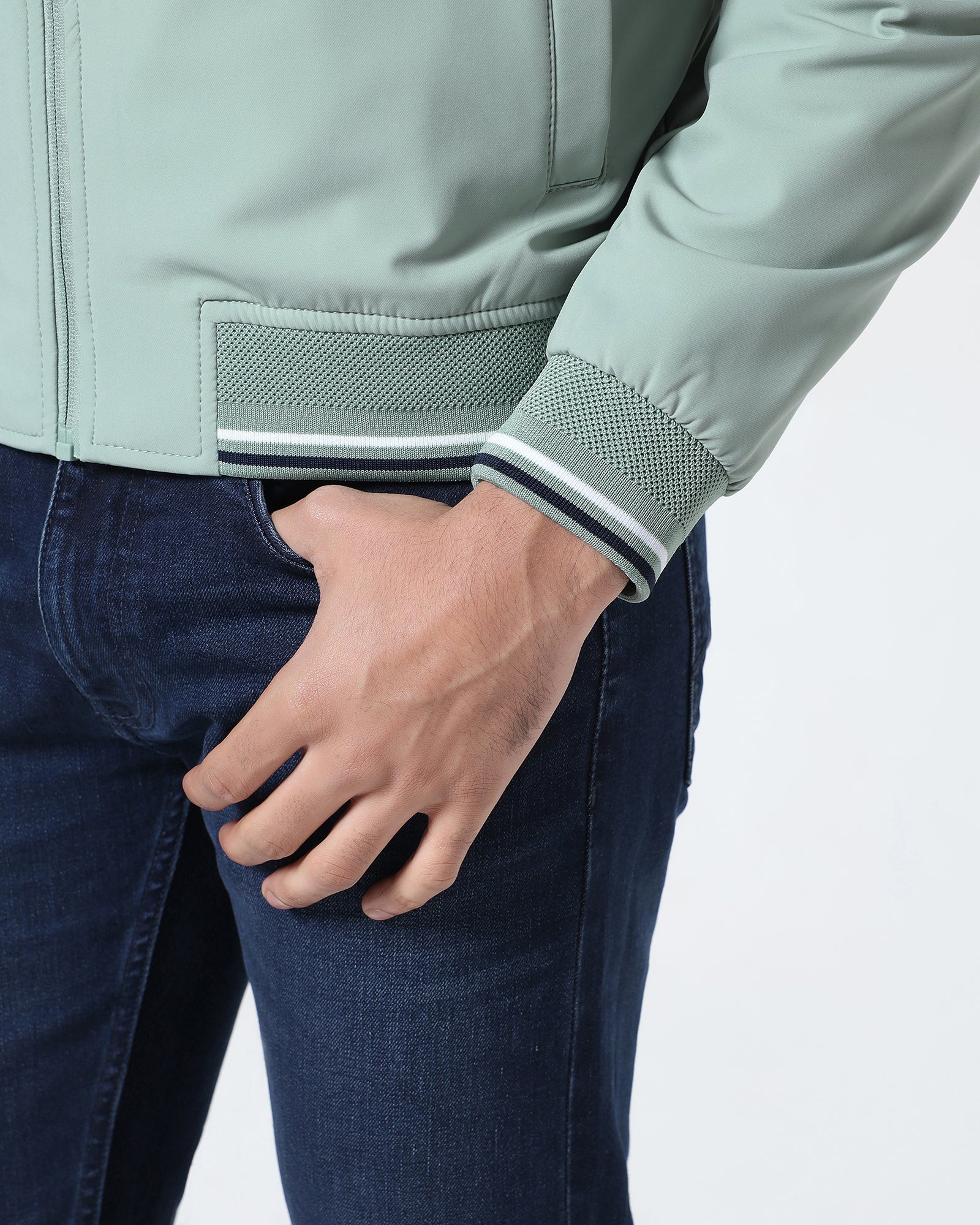 Mint Solid Zipper Jacket - Dornell - Image 5