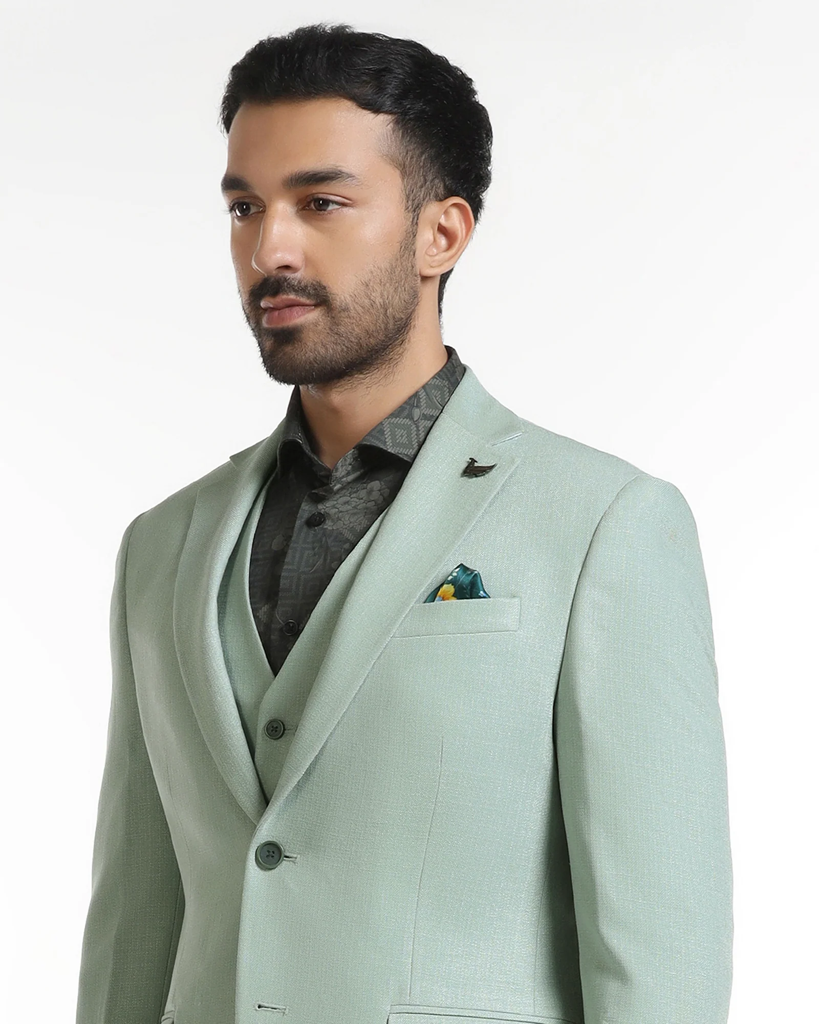 Mint Three Piece Textured Suit - Rotex - Image 4