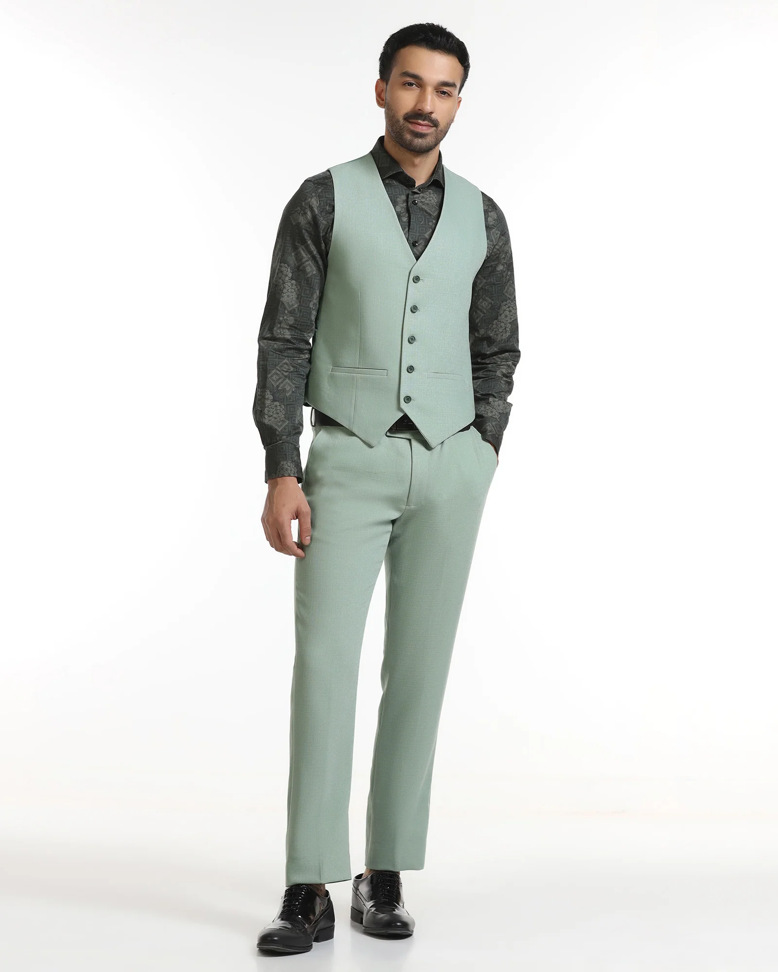 Mint Three Piece Textured Suit - Rotex - Image 5