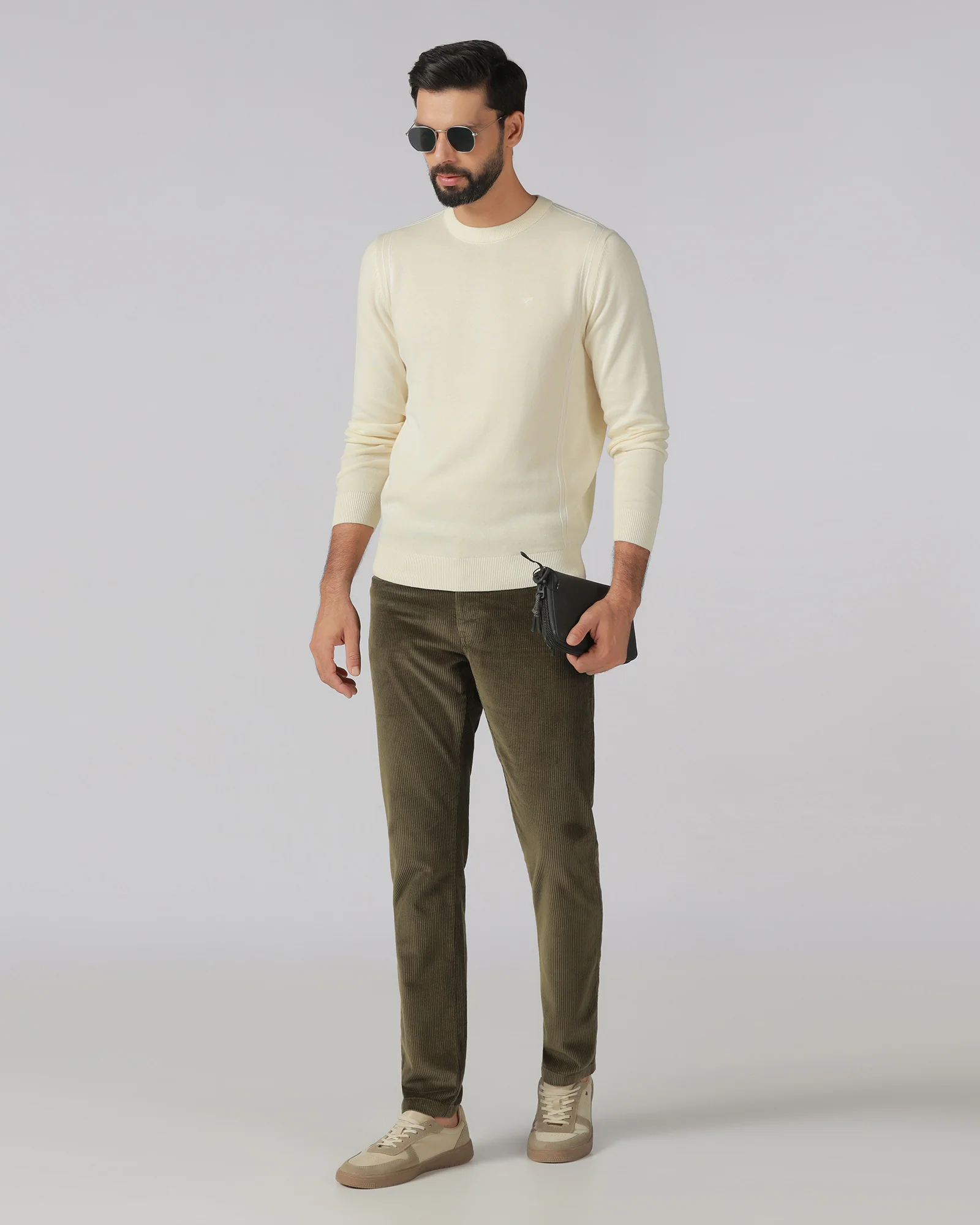 Moss Corduroy Solid Khakis - Veil - Image 5