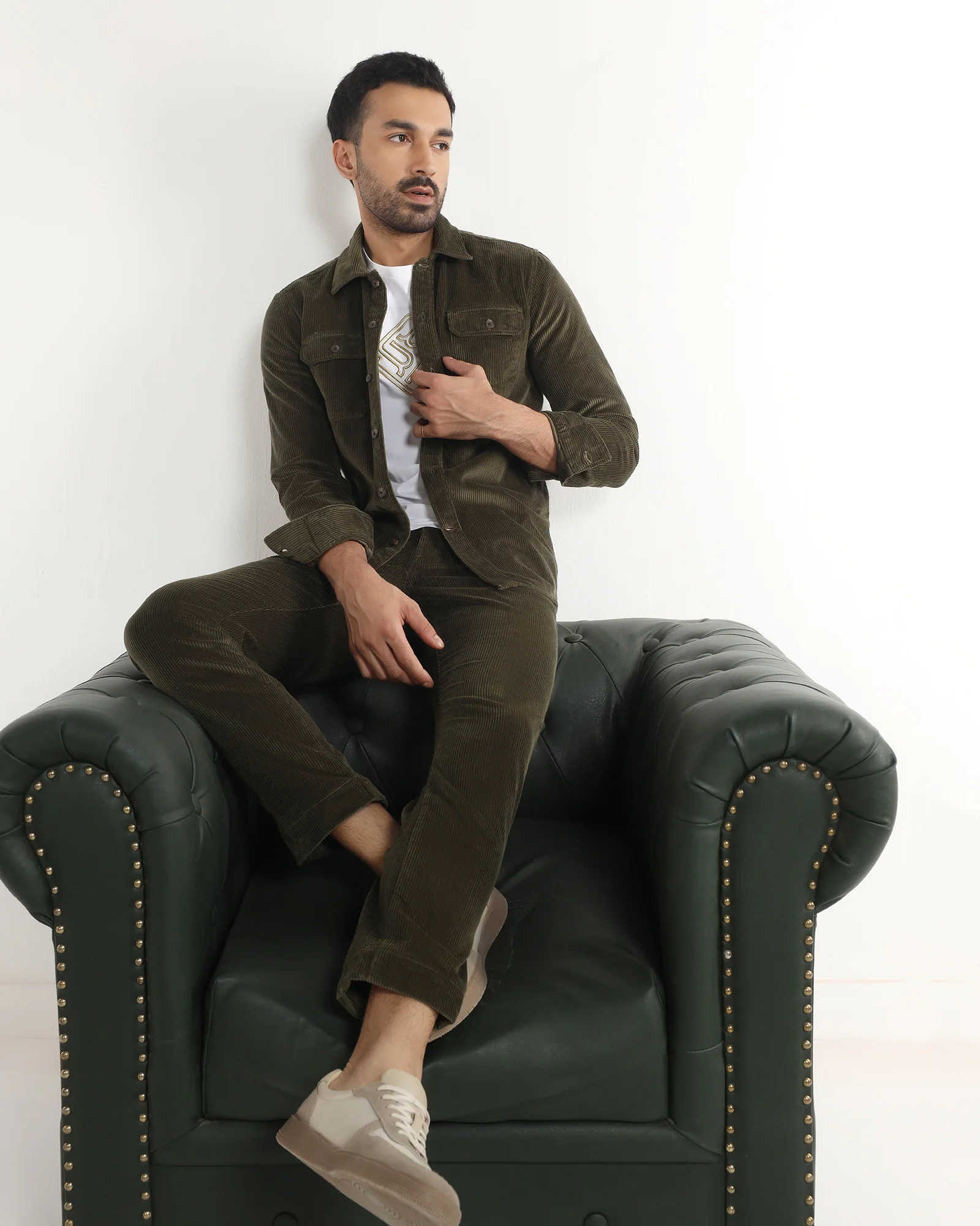 Moss Corduroy Solid Shirt - Kaka - Image 8