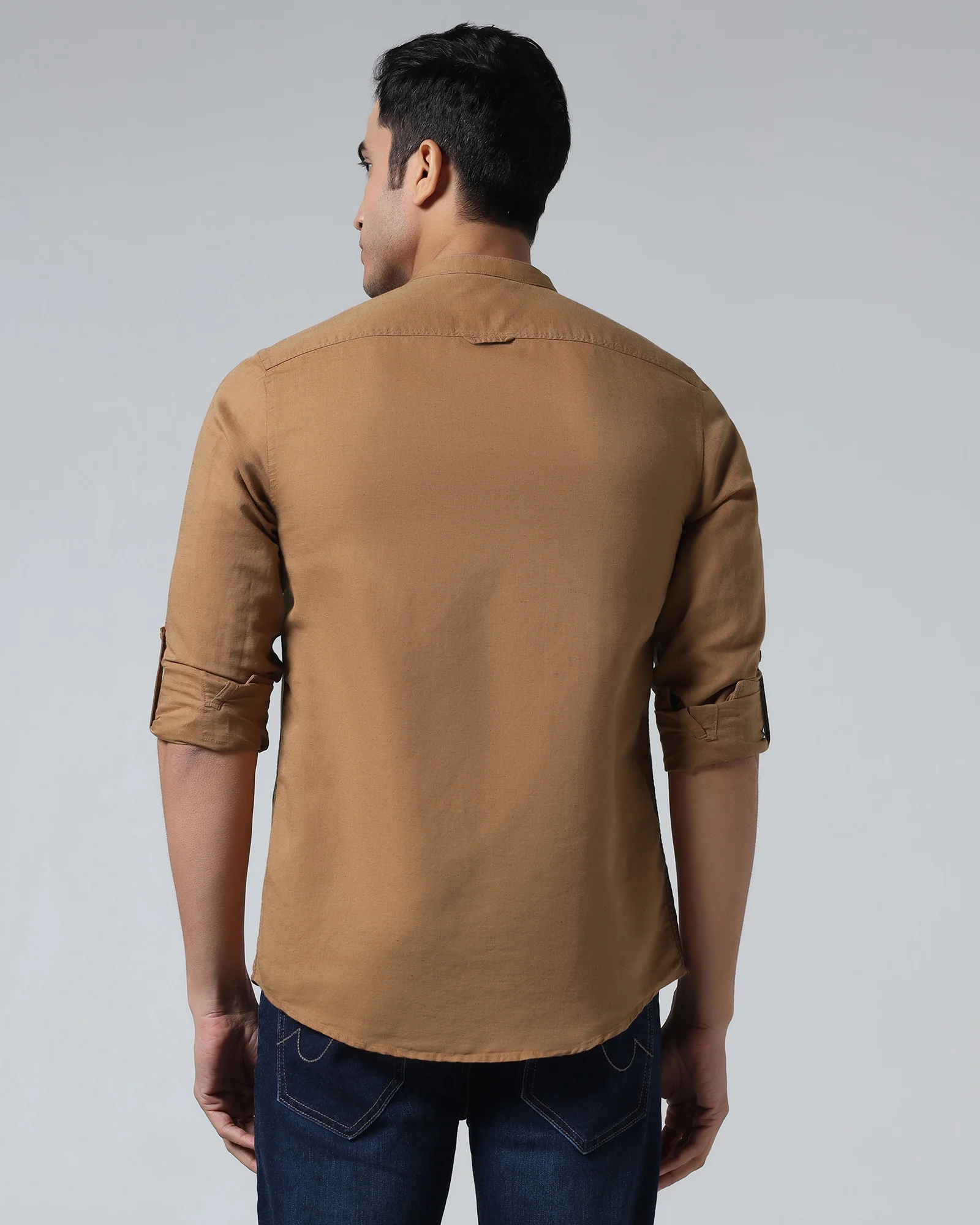 Mustard Linen Solid Shirt - Cleo - Image 2