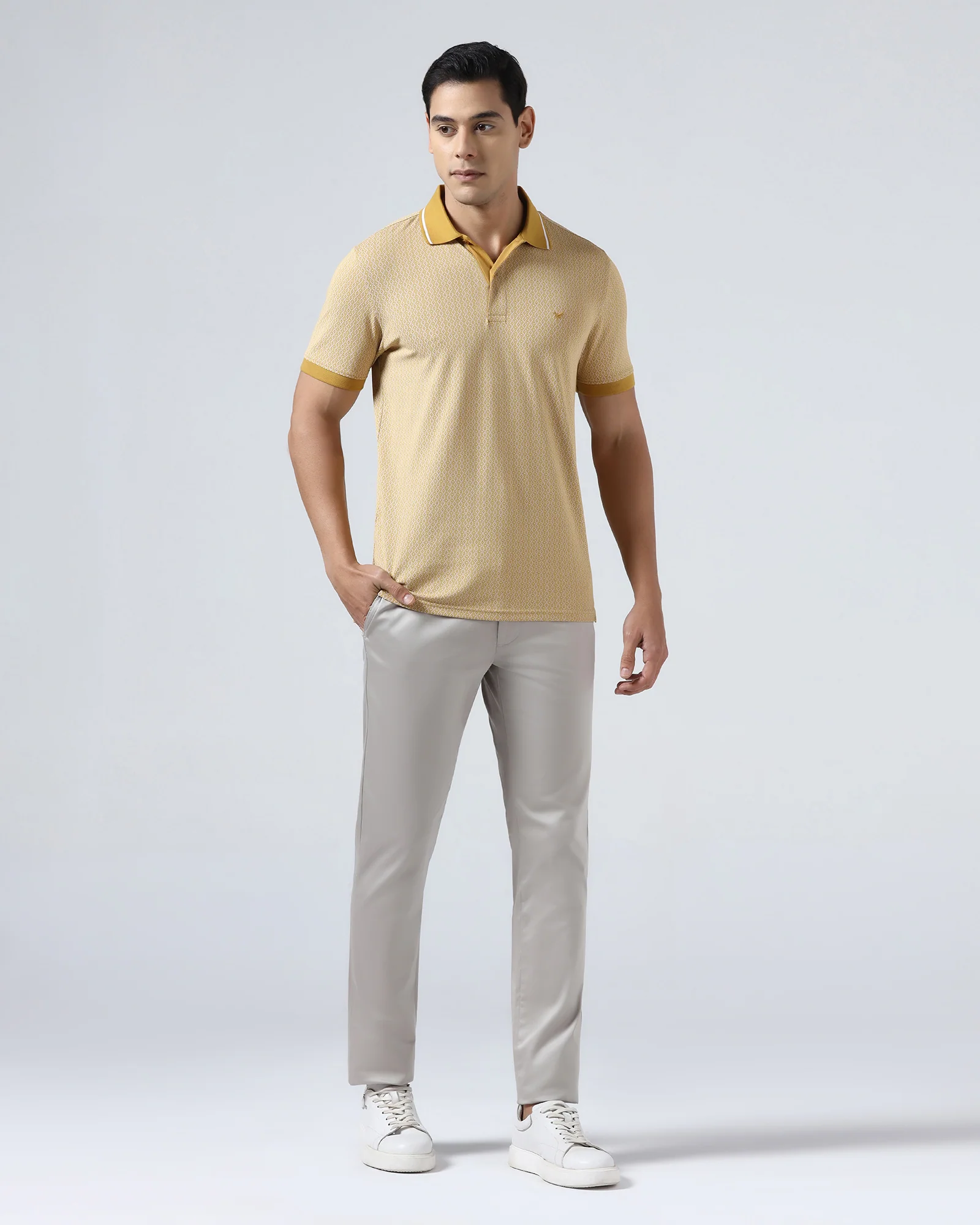 Mustard Yellow Printed Polo - Mini - Image 3