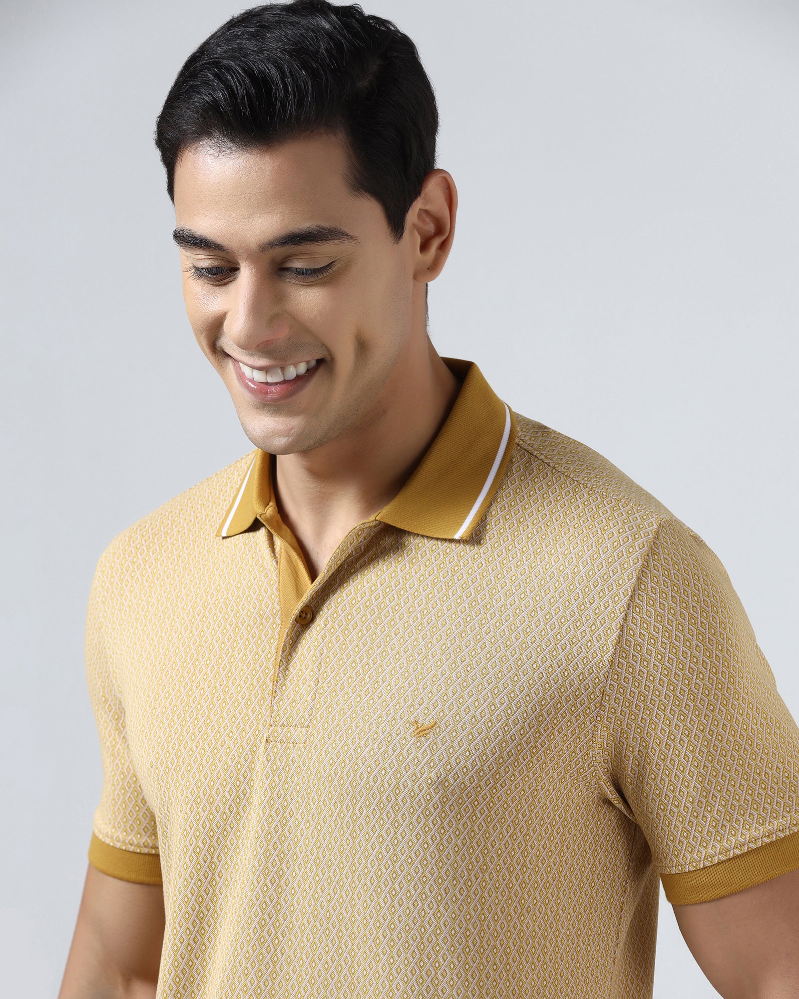 Mustard Yellow Printed Polo - Mini - Image 4