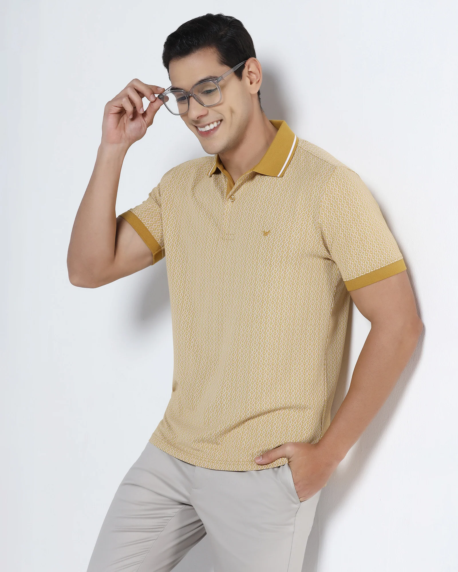 Mustard Yellow Printed Polo - Mini - Image 7