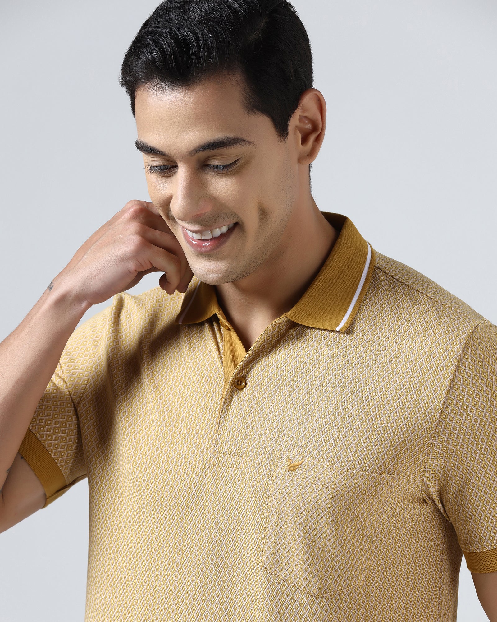 Mustard Yellow Printed Polo - Mini - Image 4