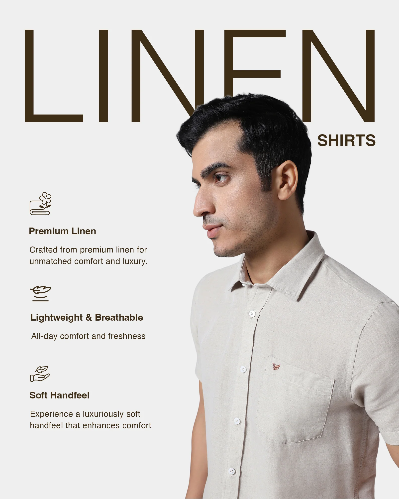 Natural Half Sleeve Linen Solid Shirt - Cleo - Image 4