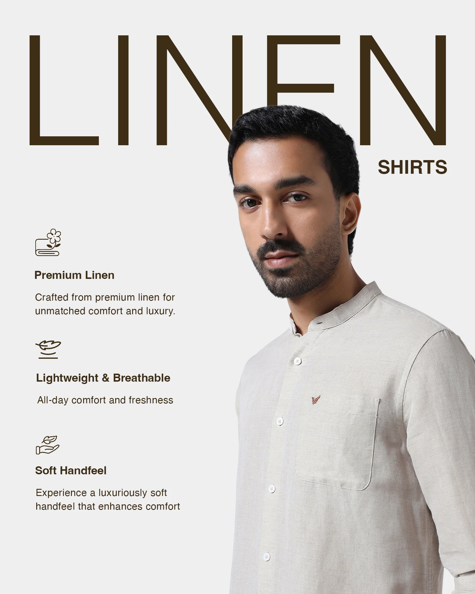 Natural Linen Solid Shirt - Cleo - Image 4