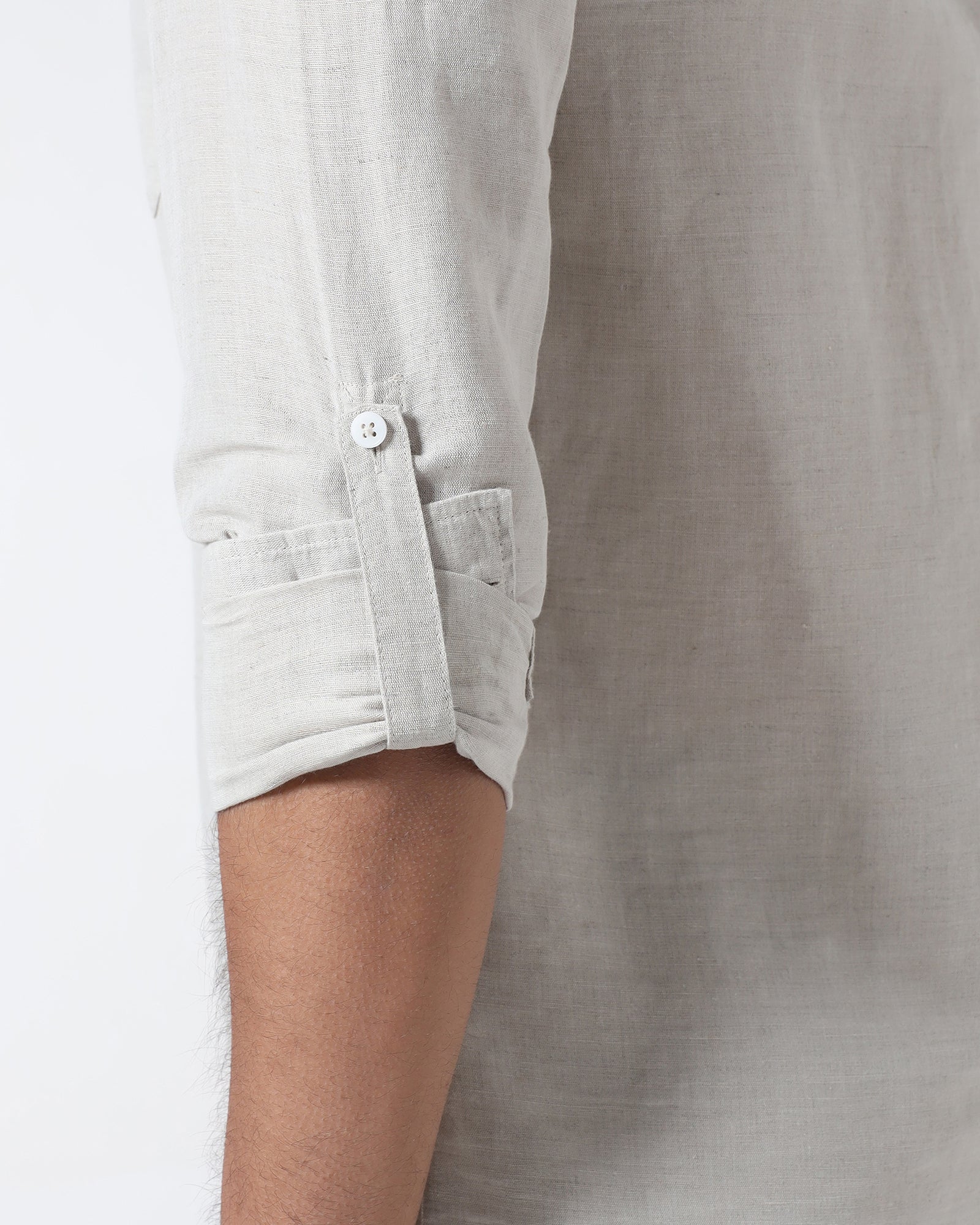 Natural Linen Solid Shirt - Cleo - Image 9