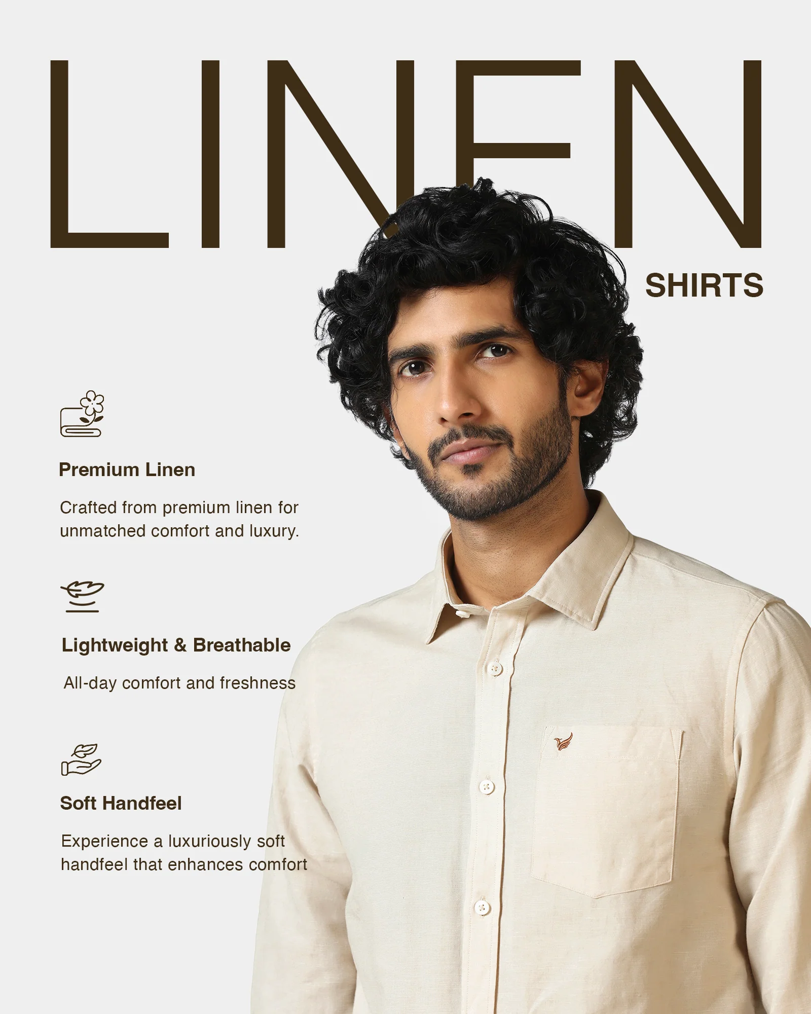 Natural Linen Solid Shirt - Salmon - Image 4