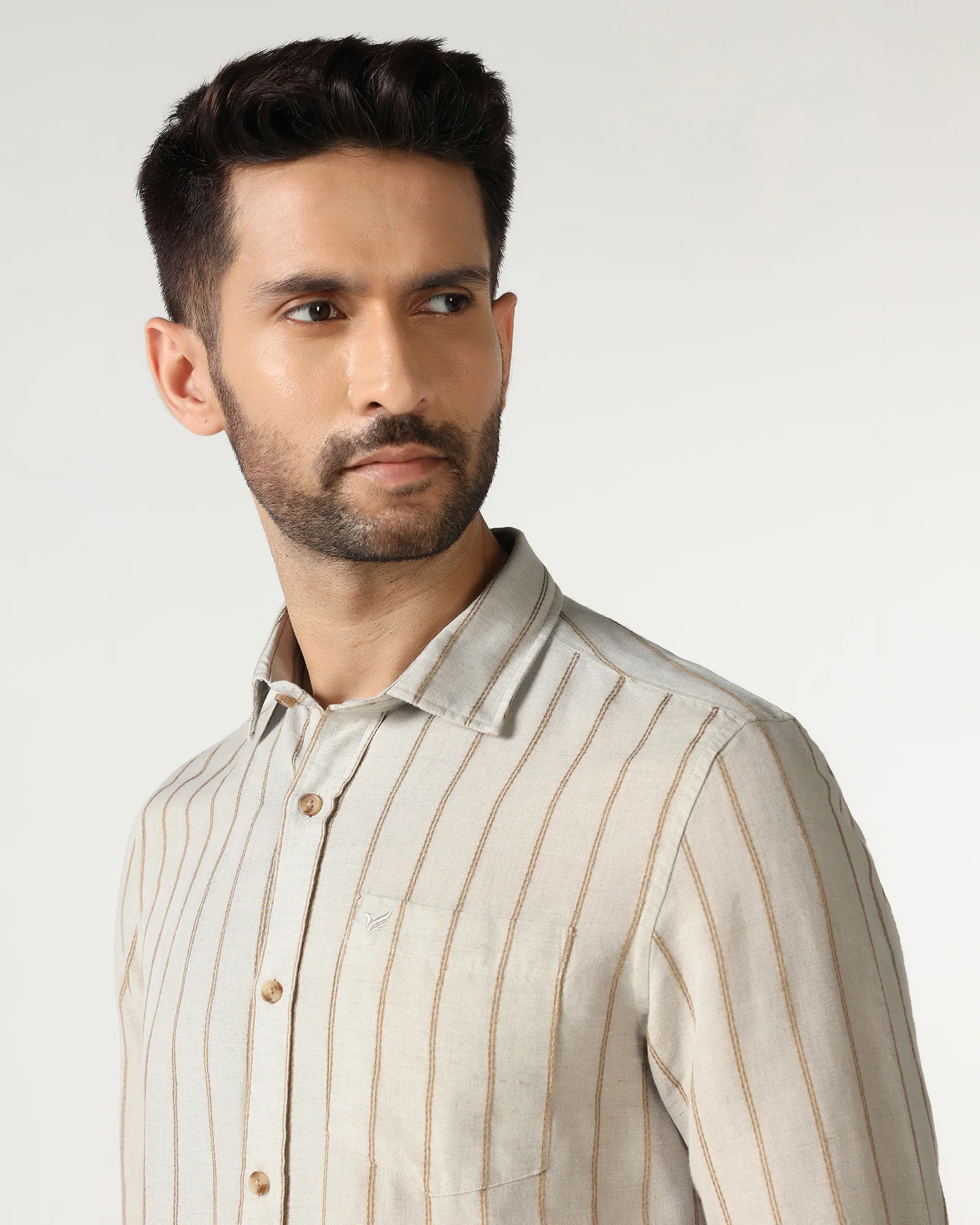 Natural Linen Stripe Shirt - Raydon - Image 4