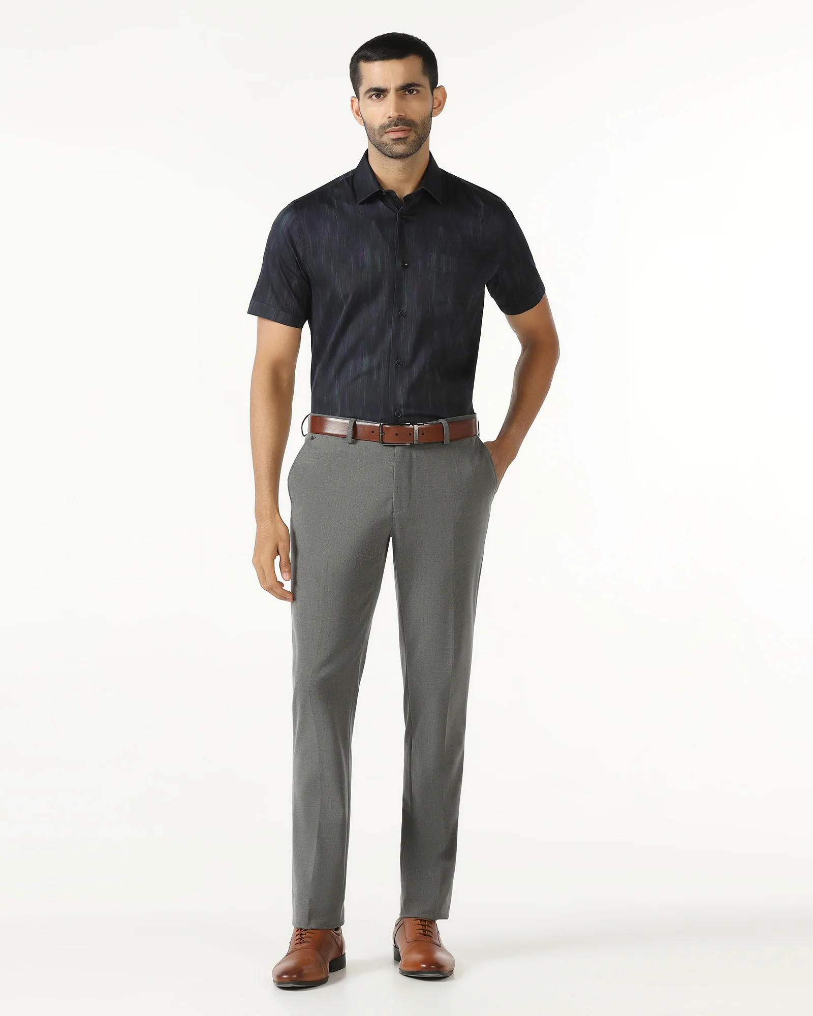 Navy Half Sleeve Printed Shirt - Siena - Image 3