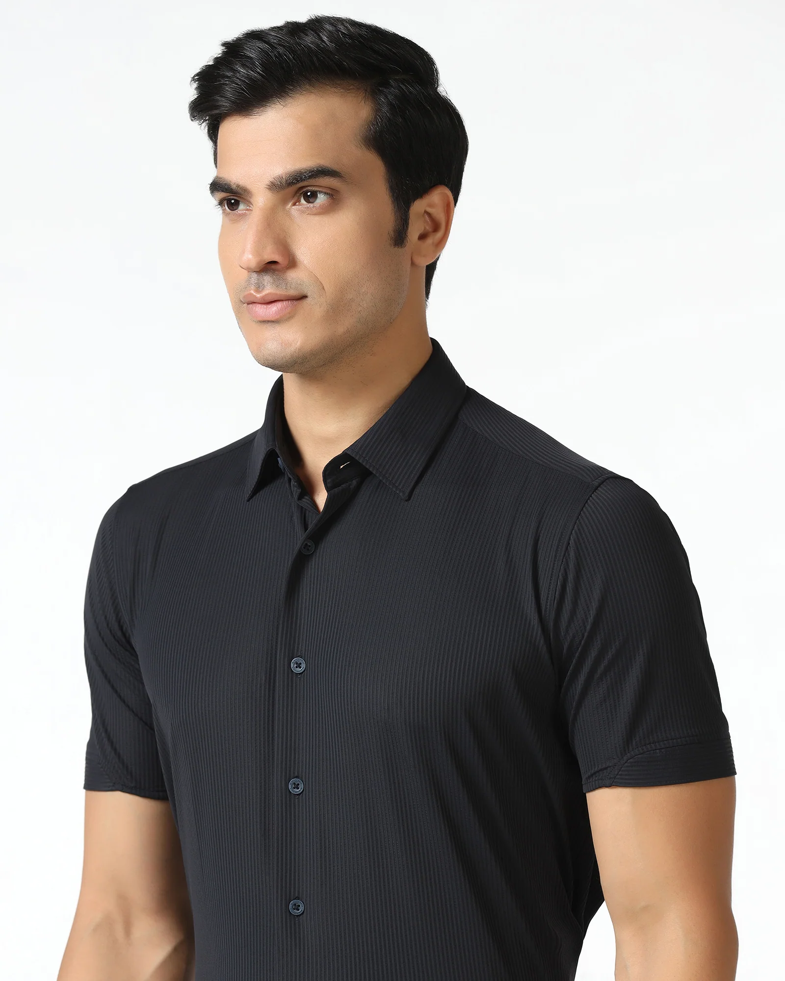 Navy Half Sleeve TechPro Stripe Shirt - Civil - Image 4