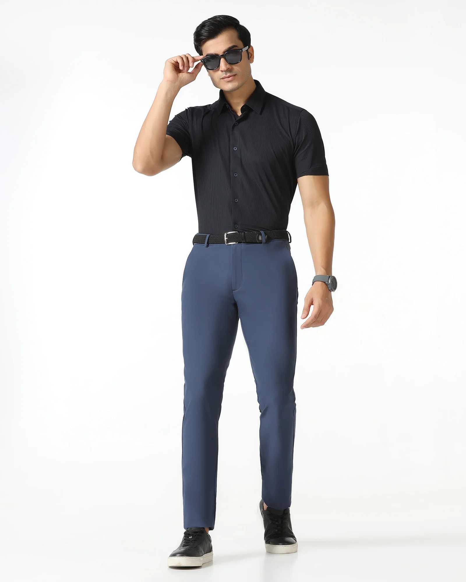 Navy Half Sleeve TechPro Stripe Shirt - Civil - Image 7