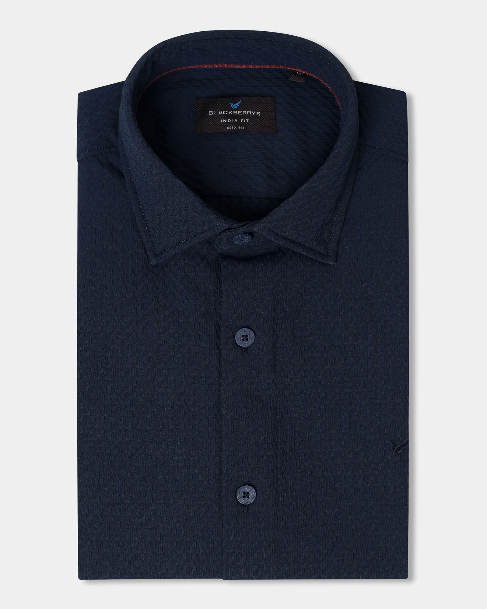 Navy Half Sleeve Textured Shirt - Kratos - Image 5
