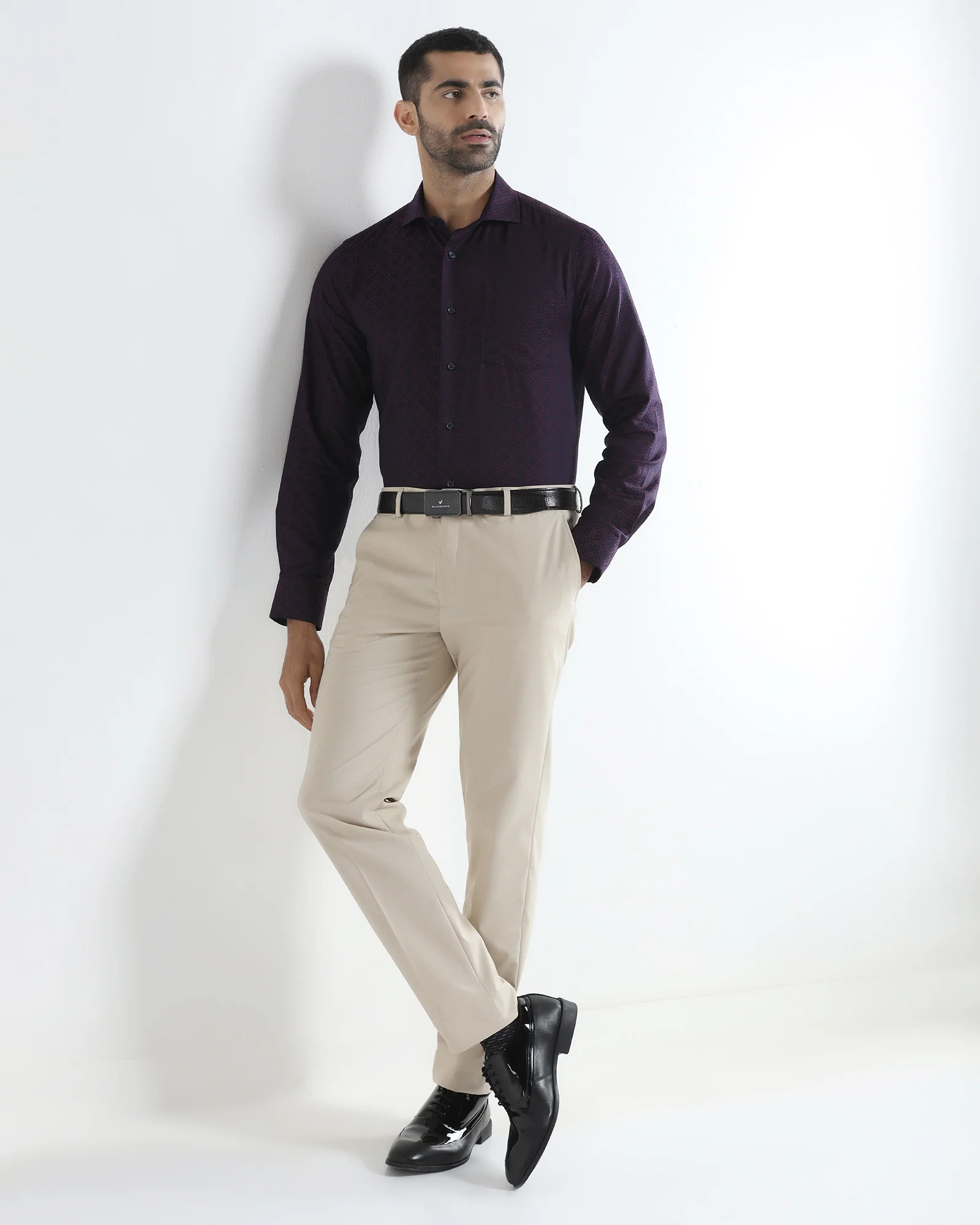 Navy Jacquard Shirt - Alton - Image 7