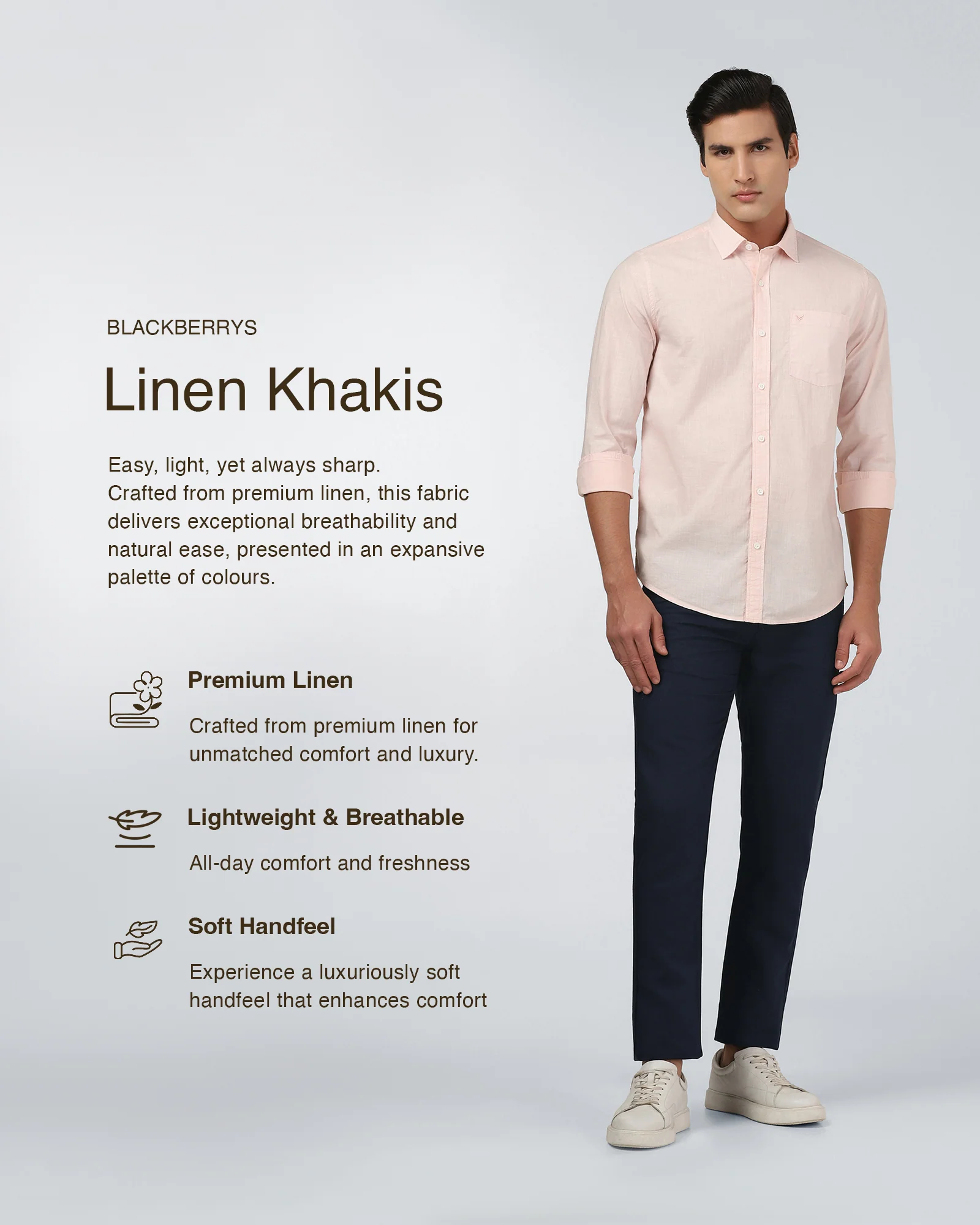 Navy Linen Solid Khaki - Hazel - Image 3