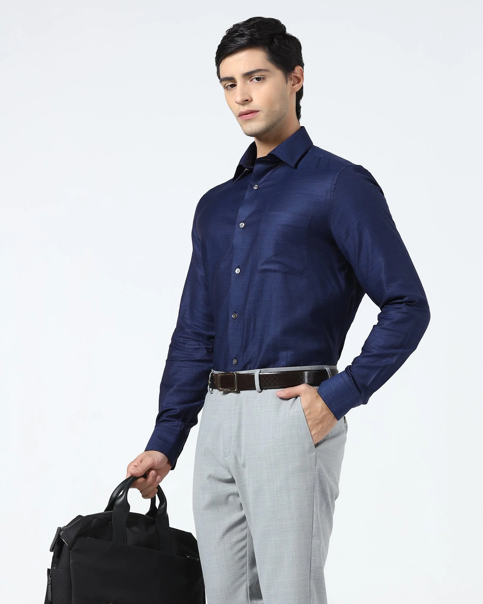 Navy Luxe Solid Shirt - Quebec - Image 7