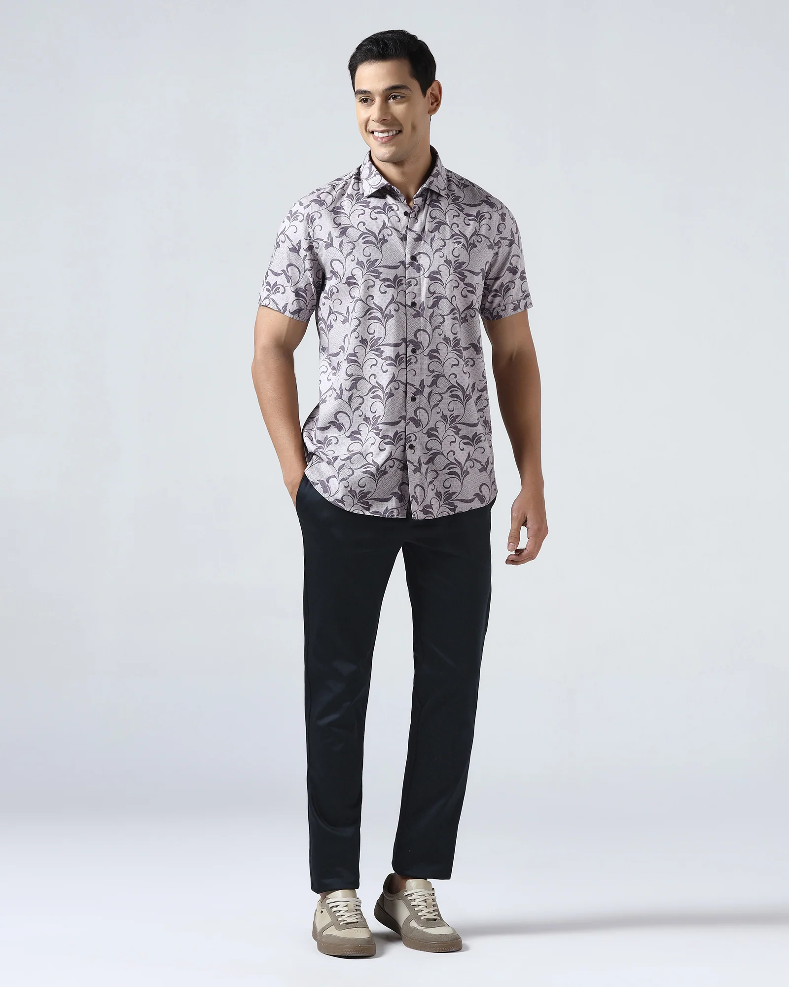 Navy Non Iron Solid Khaki - Cypres