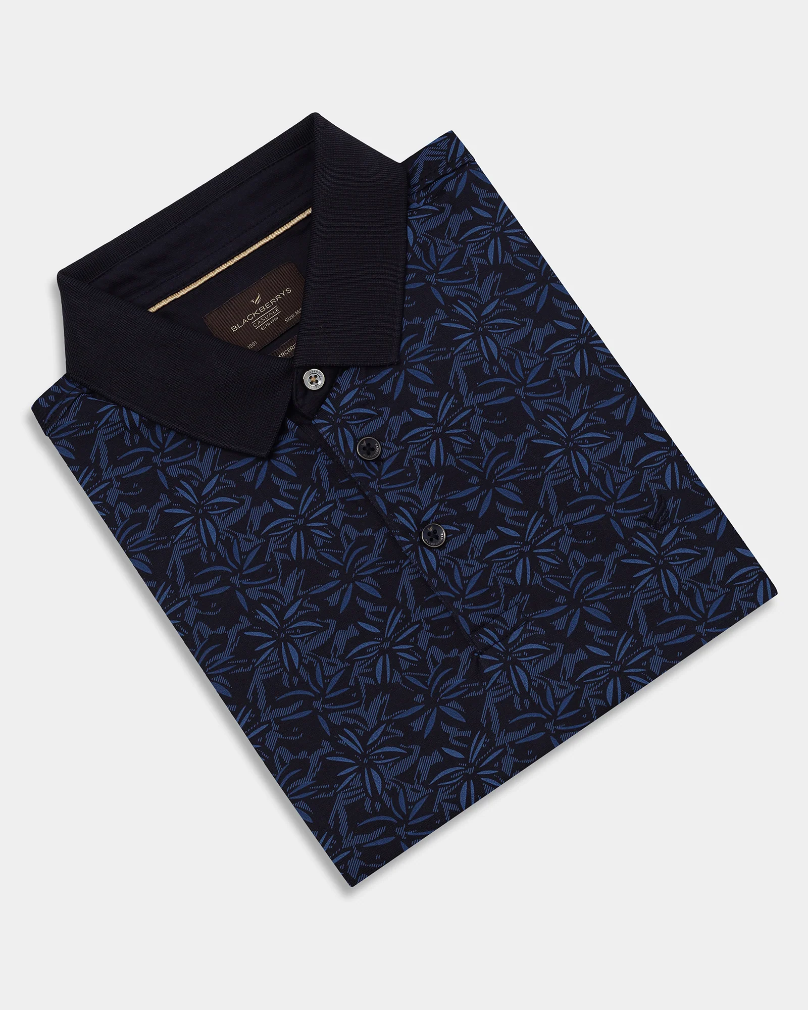 Navy Printed Polo - Dane - Image 5