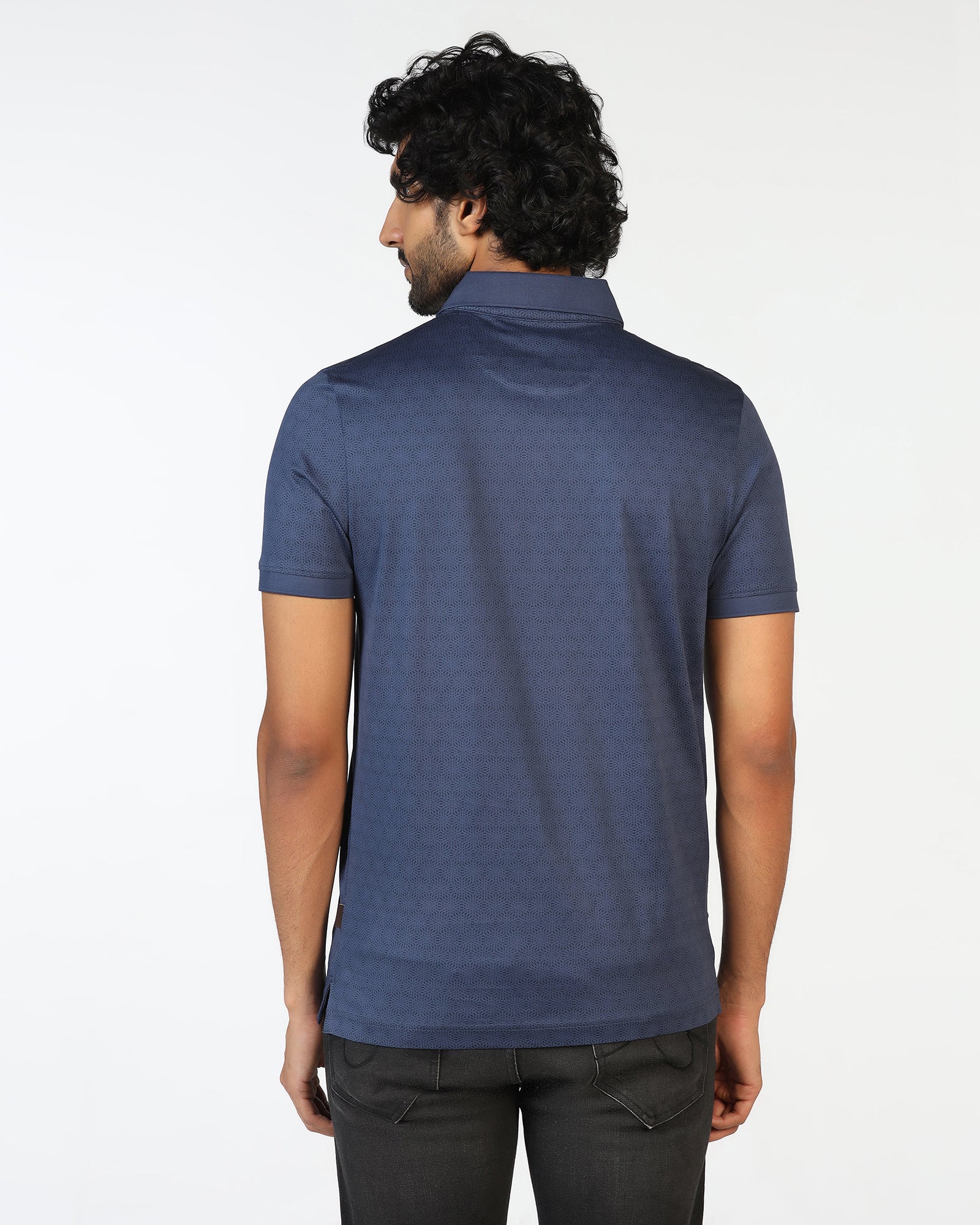 Navy Printed Polo - Peter - Image 2