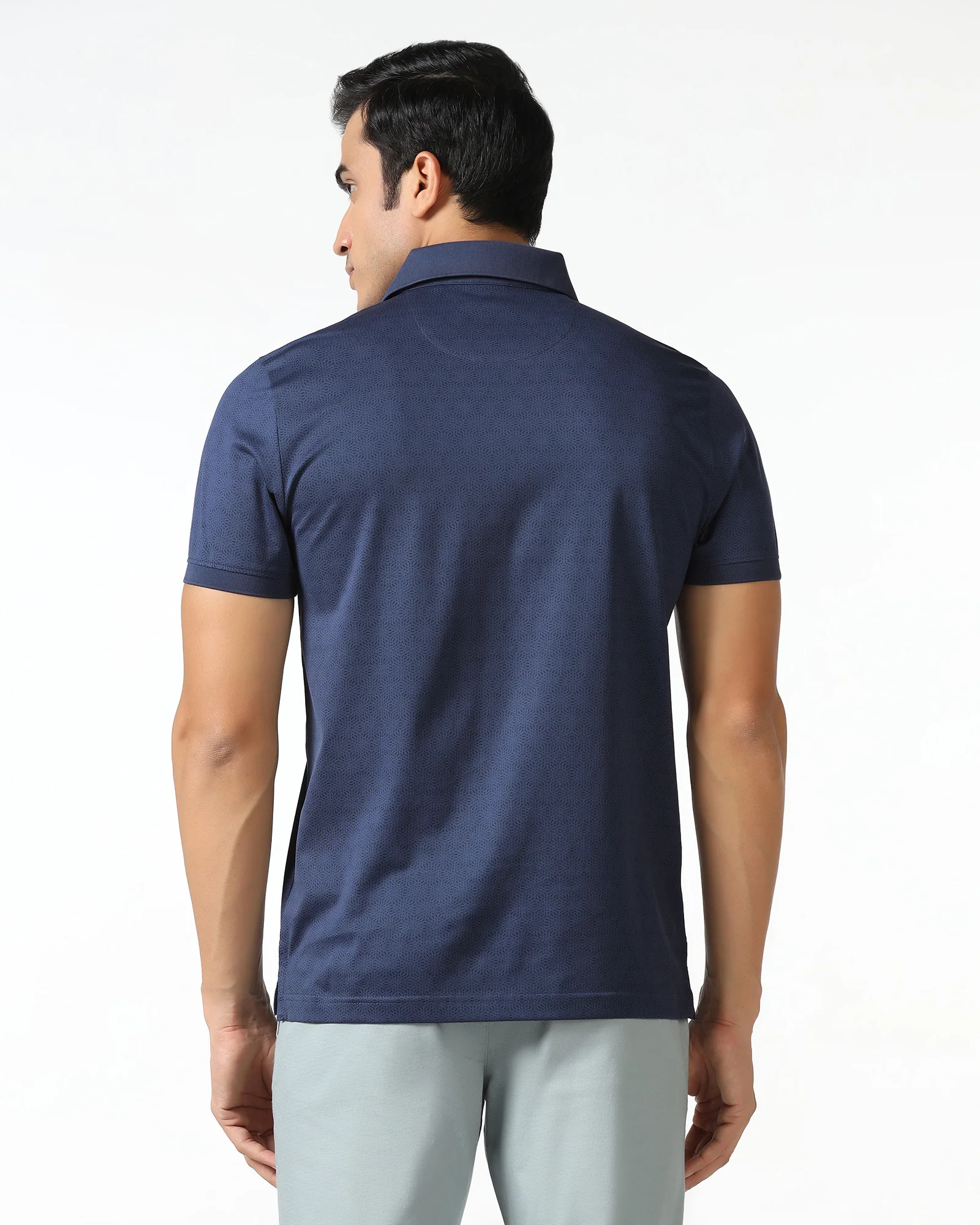 Navy Printed Polo - Peter - Image 2