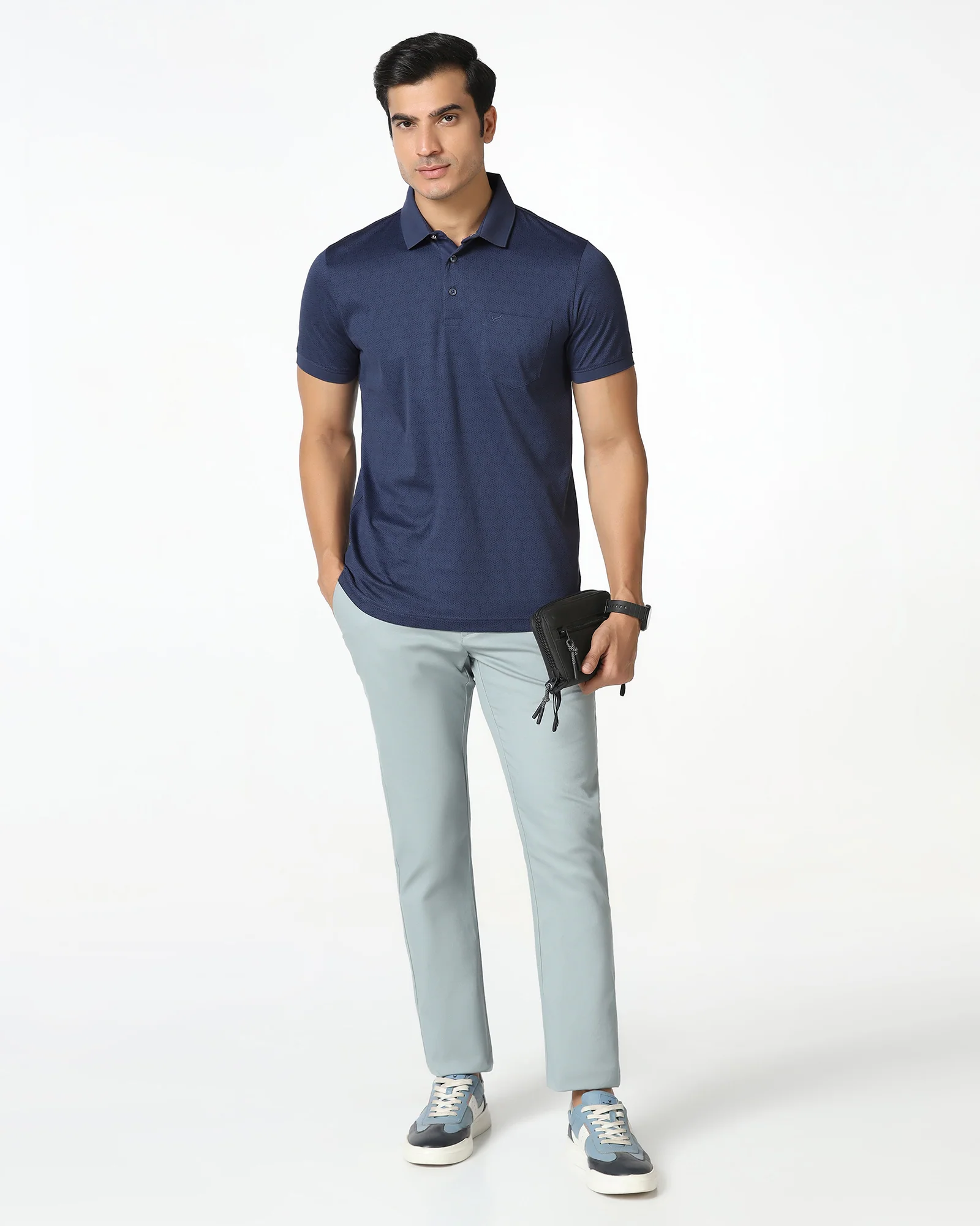 Navy Printed Polo - Peter - Image 7
