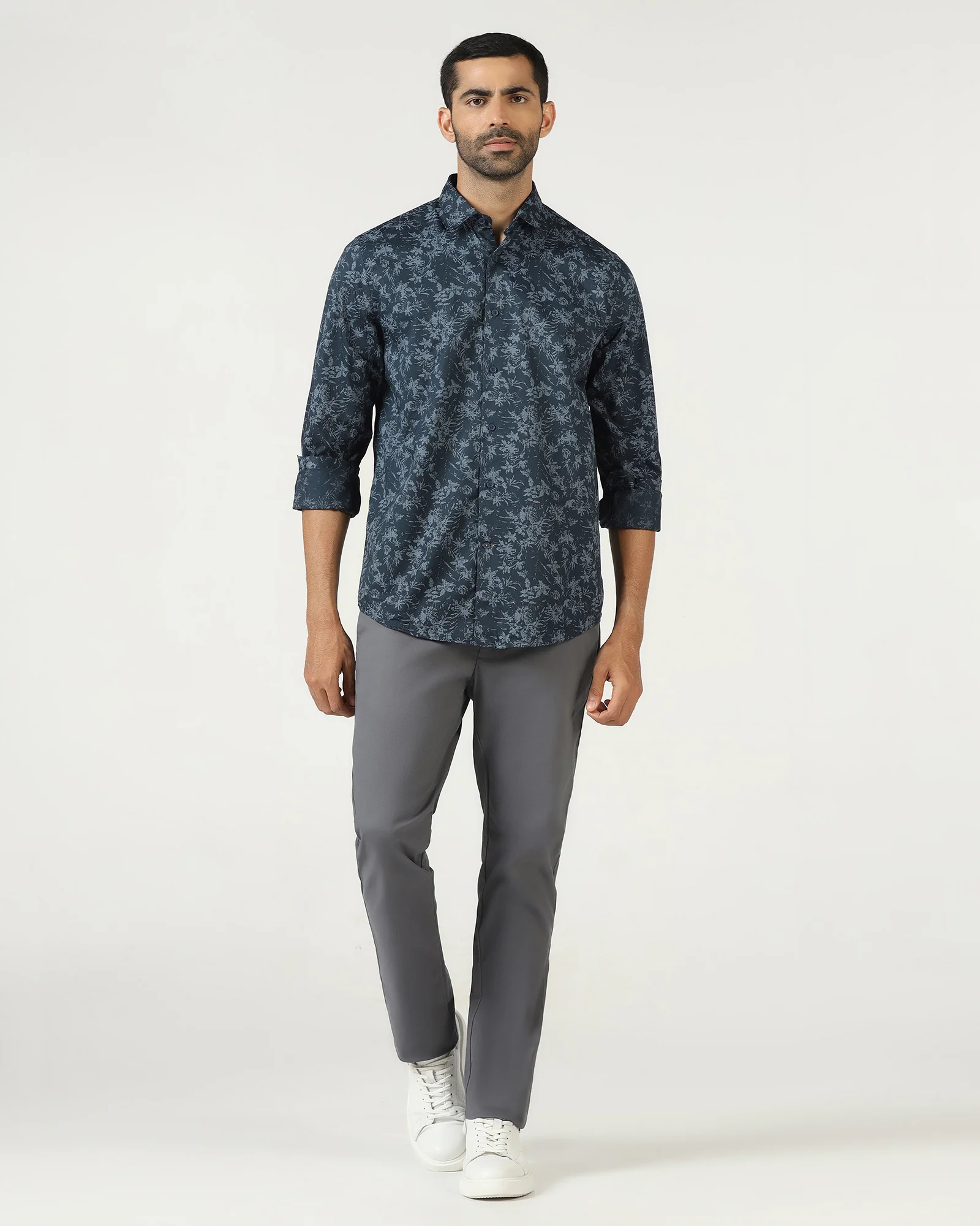 Navy Printed Shirt - Holten - Image 3