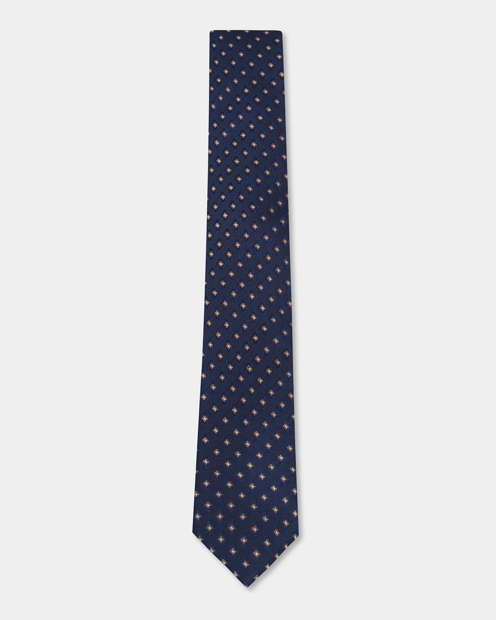 Navy Silk Jacquard Tie - Axis - Image 4
