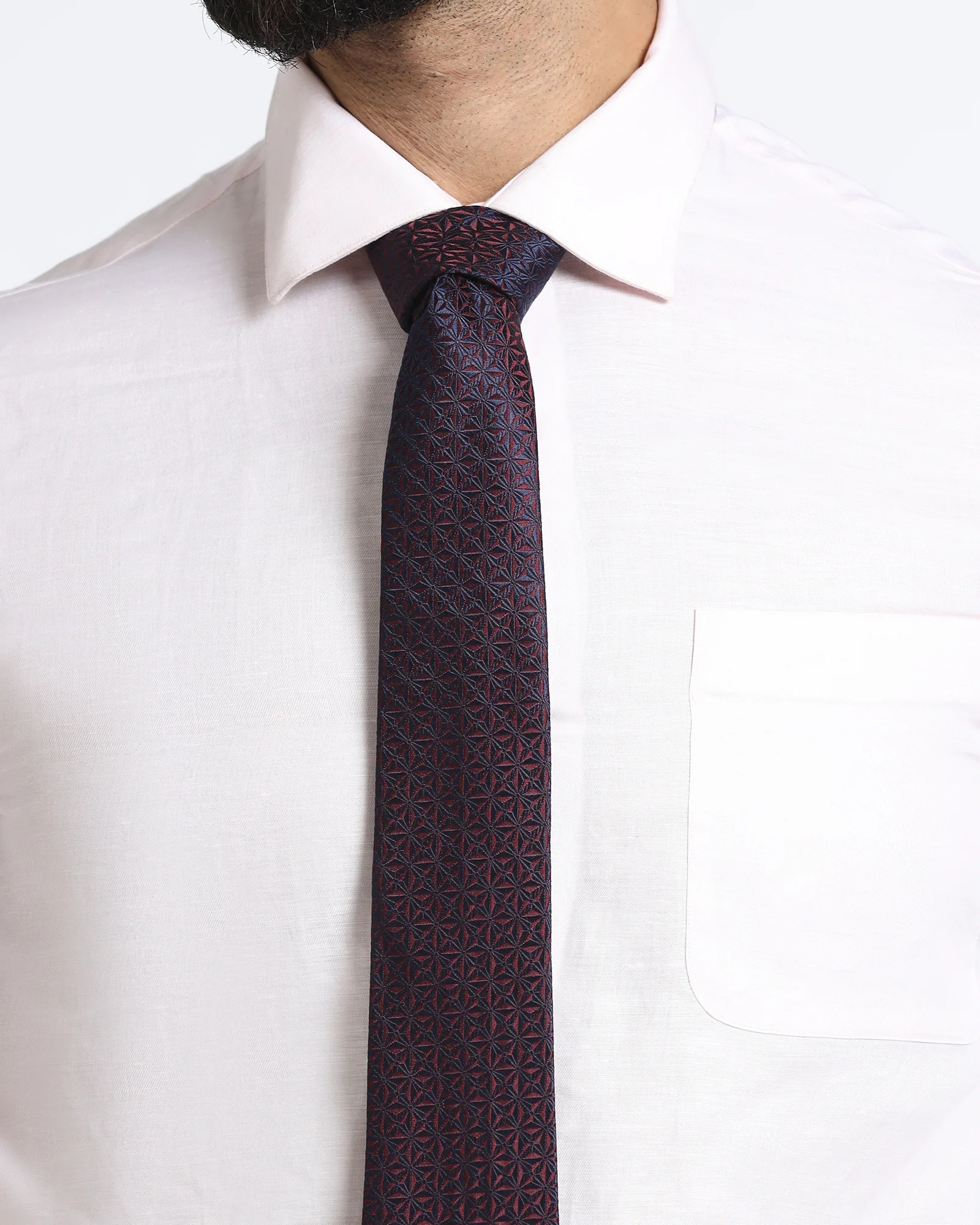 Navy Silk Jacquard Tie - Wilber - Image 3
