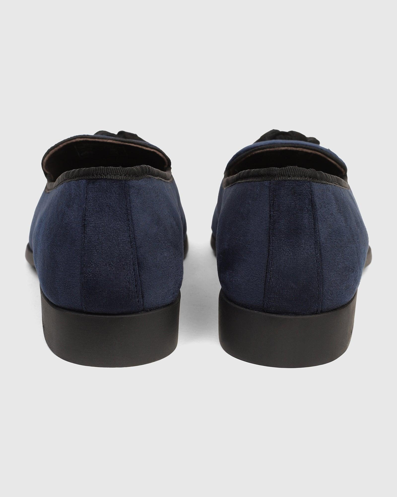 Velvet Navy Textured Slip On Shoes - Mrinal - Image 5