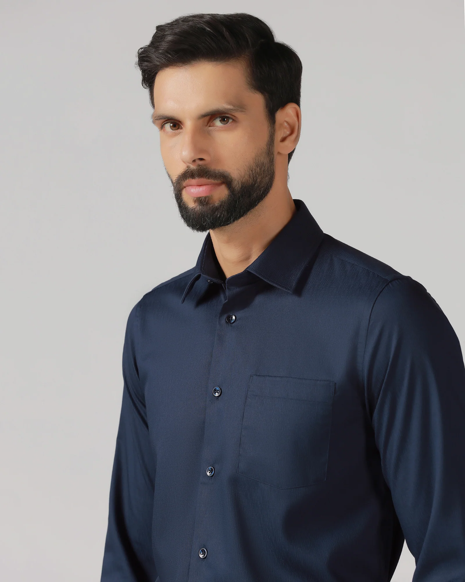 Navy Solid Shirt - Tanin - Image 4