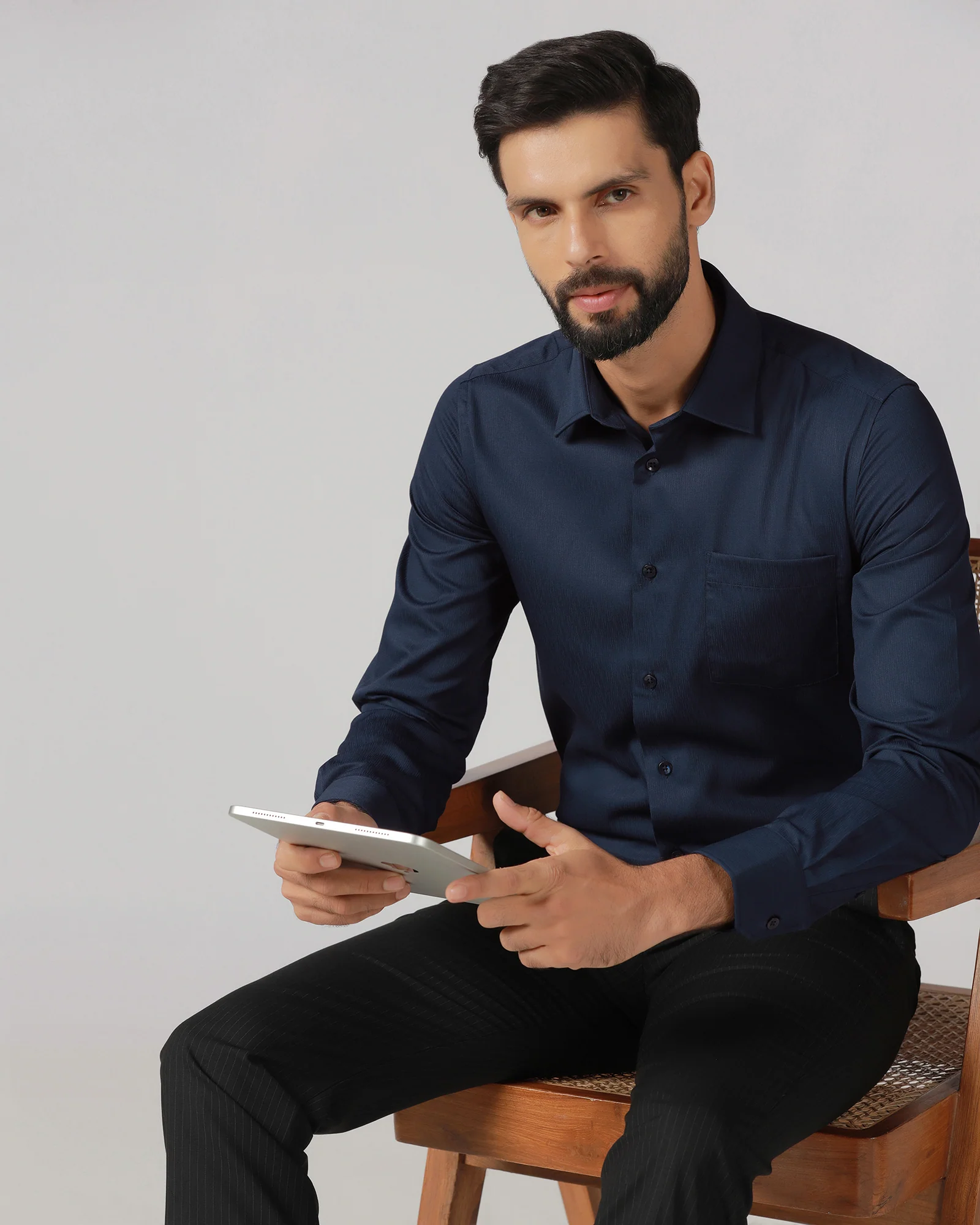 Navy Solid Shirt - Tanin - Image 7