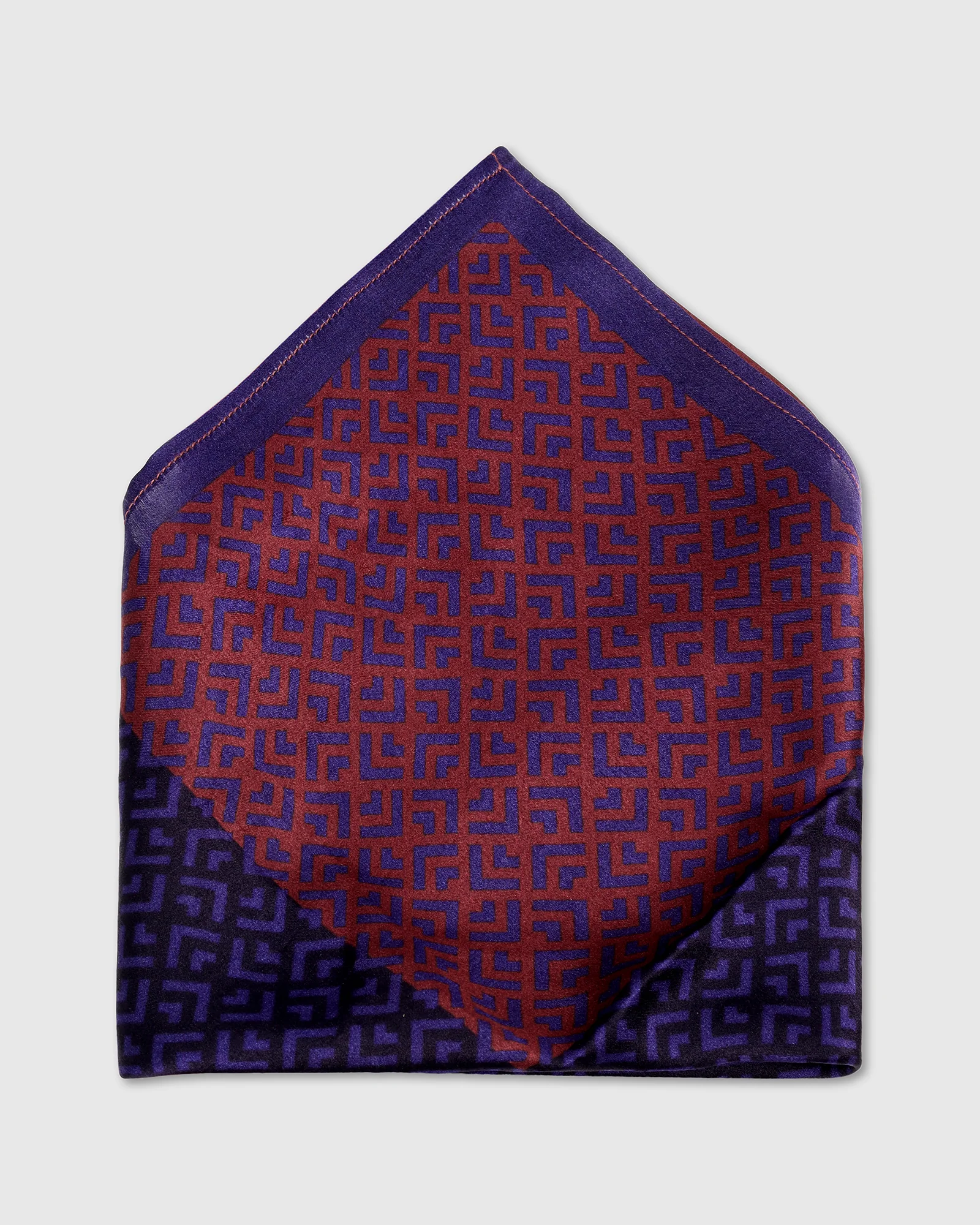 Navy Printed 100% Silk Pocket Square - Webber - Image 2
