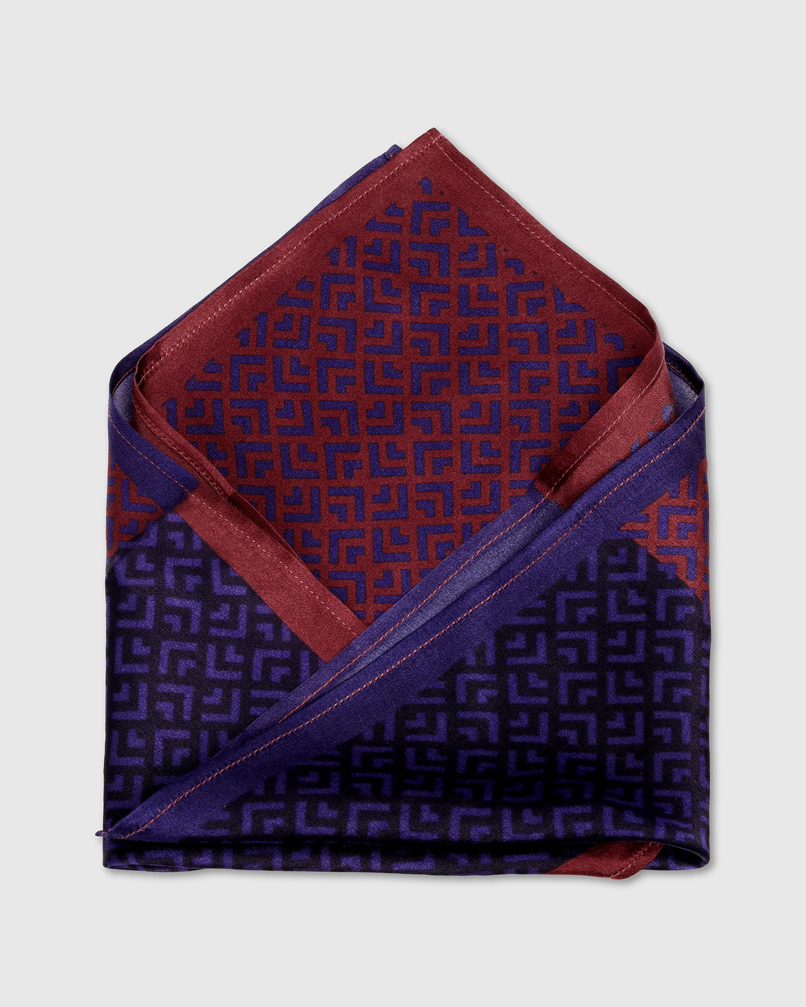 Navy Printed 100% Silk Pocket Square - Webber - Image 3