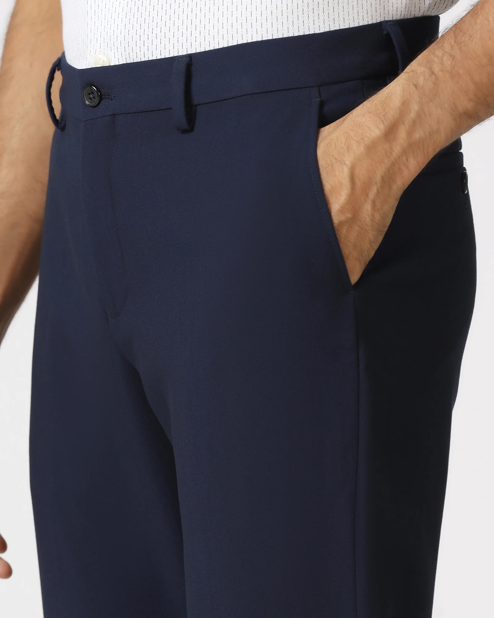Navy Solid Trouser - Indri - Image 4