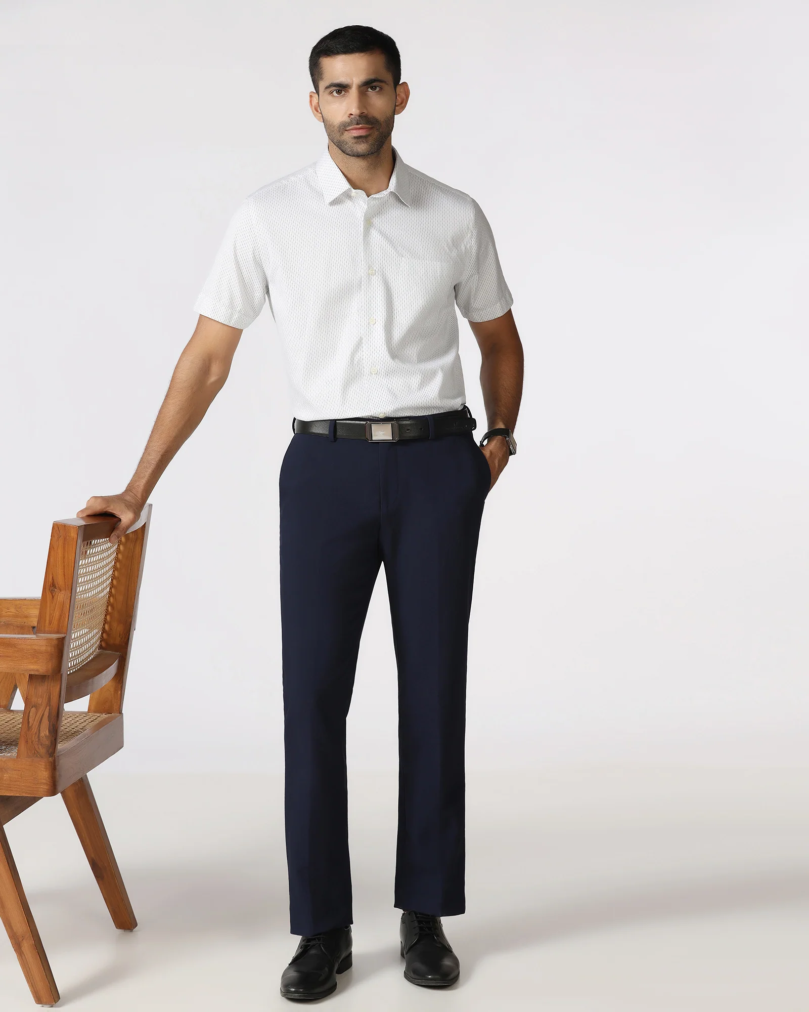 Navy Solid Trouser - Indri - Image 5