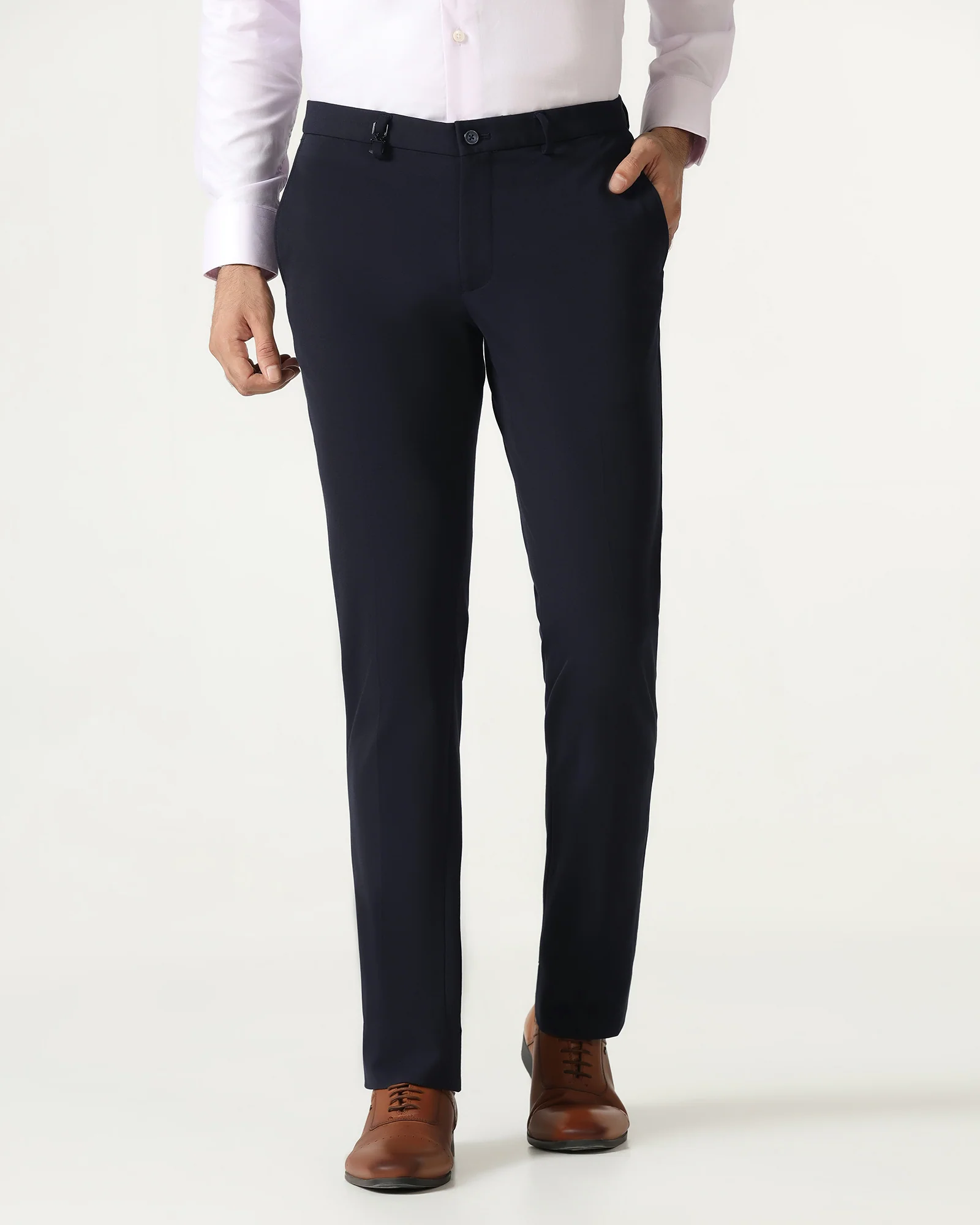 Navy Solid Trouser - Oak - Image 3