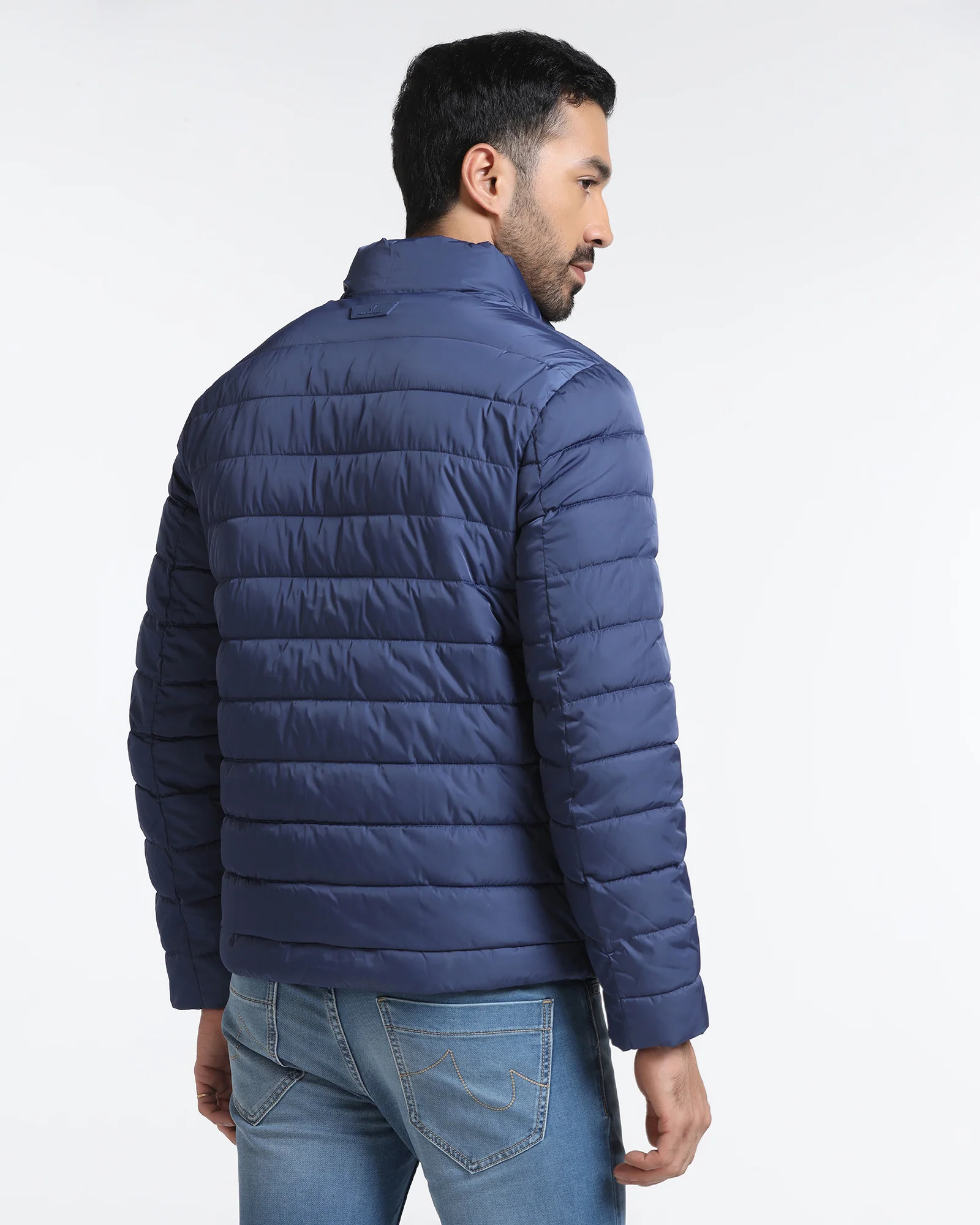 Navy Solid Zipper Jacket - Aproni - Image 2