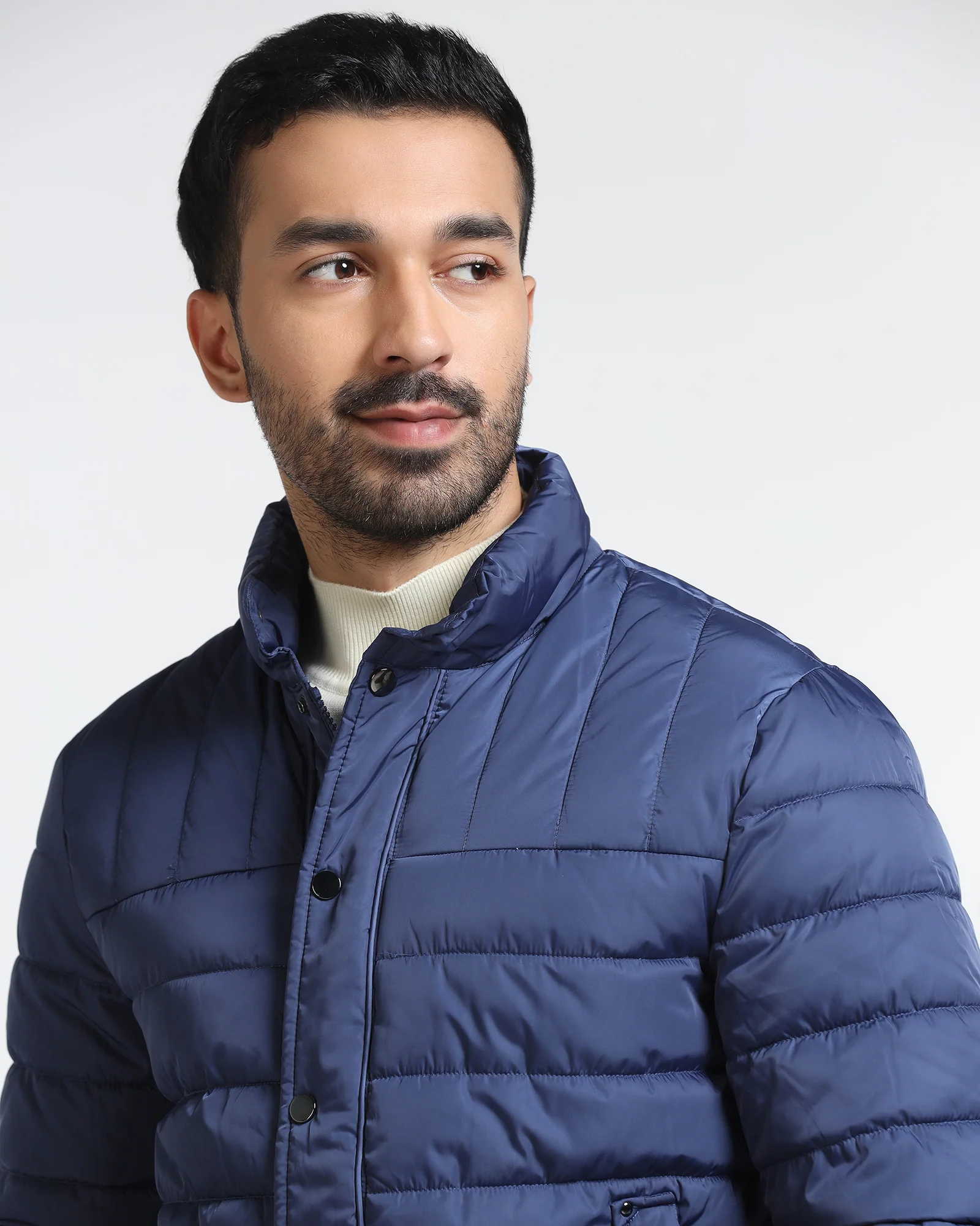 Navy Solid Zipper Jacket - Aproni - Image 4
