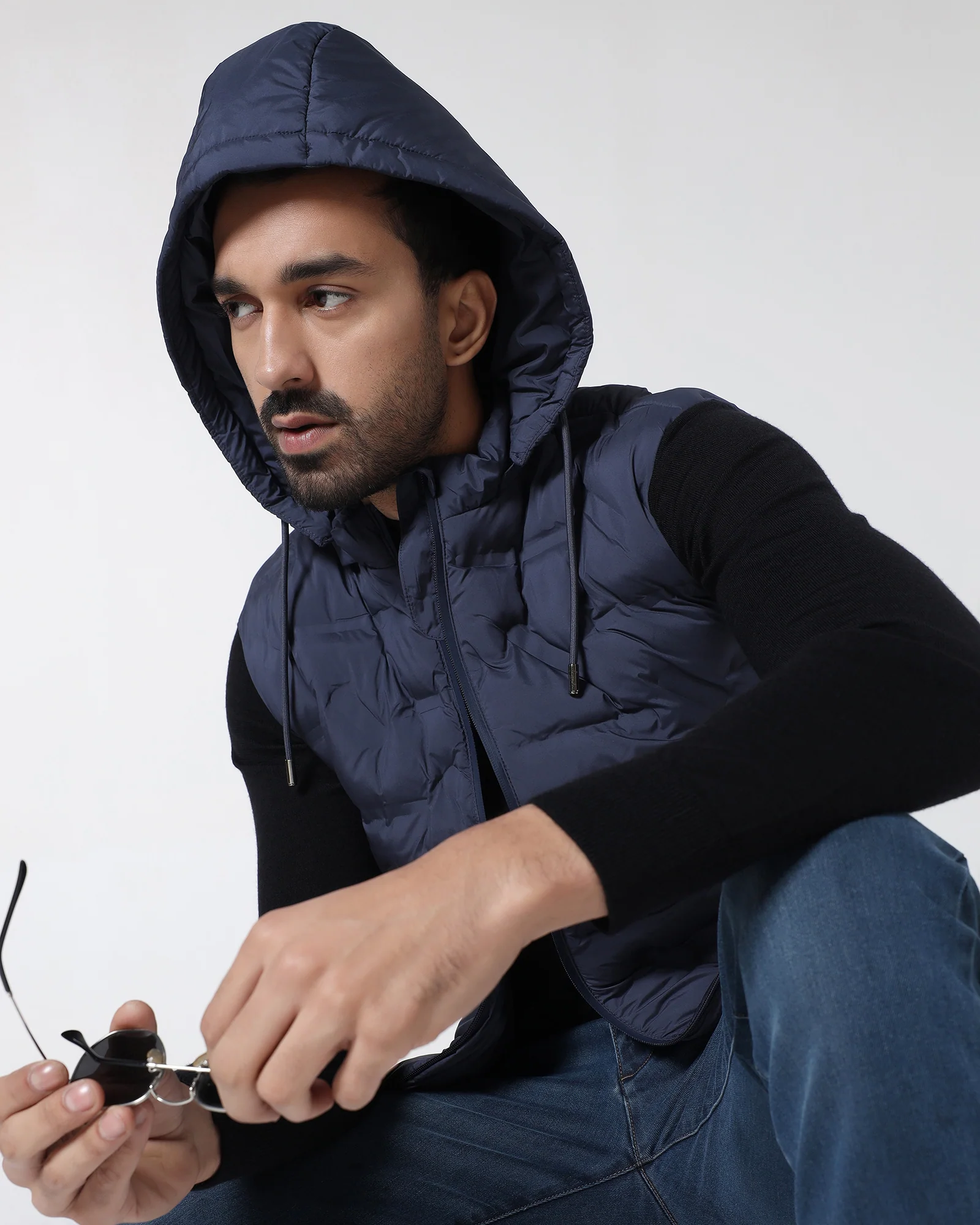 Navy Solid Zipper Jacket - Nebraska - Image 7